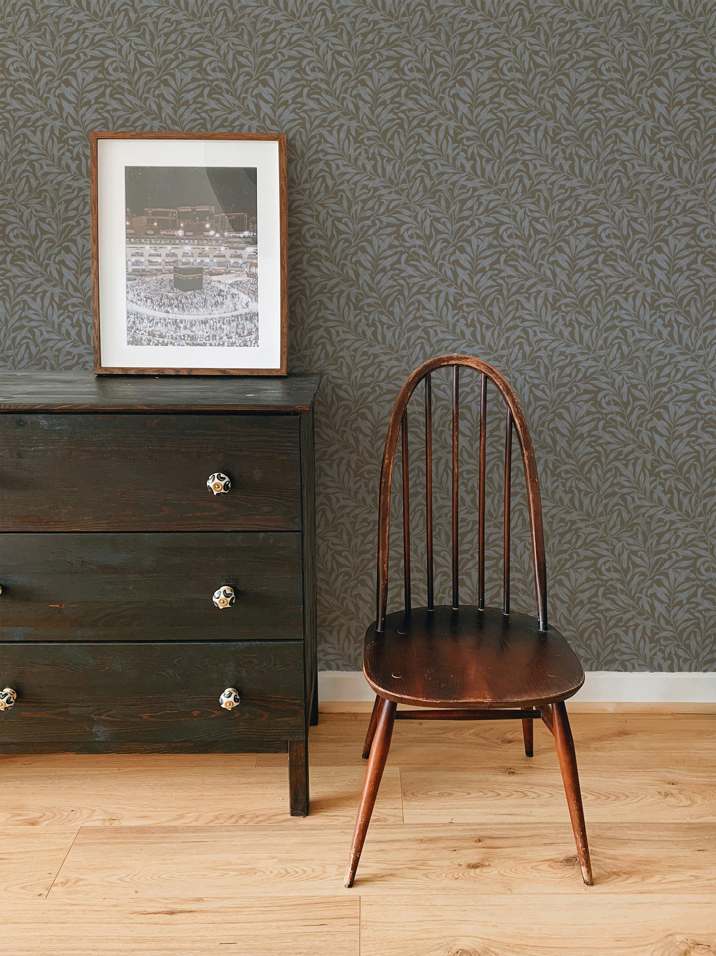 William Morris Willow Botanical Wallpaper Dark Moody