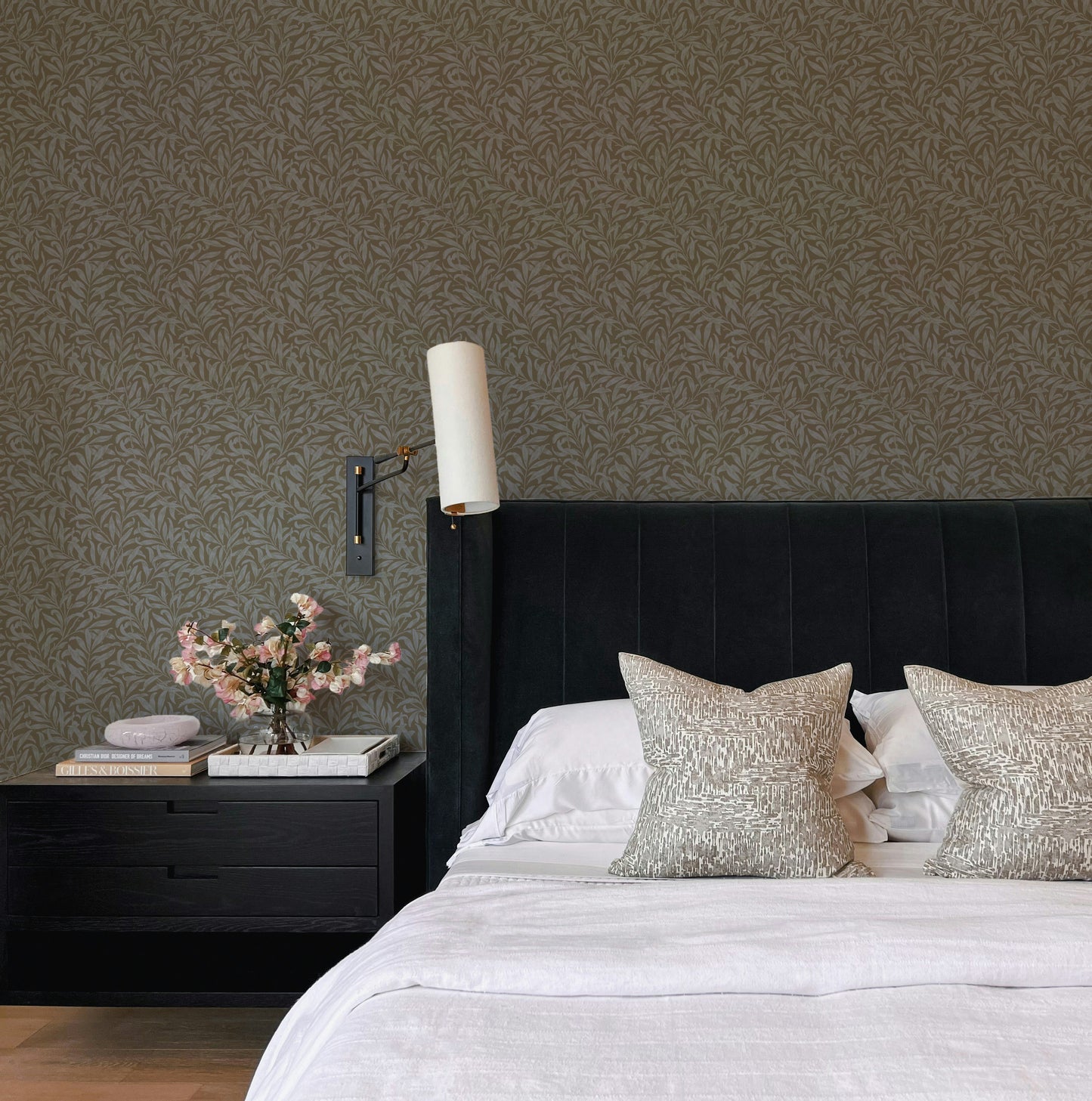 William Morris Willow Botanical Wallpaper Dark Moody