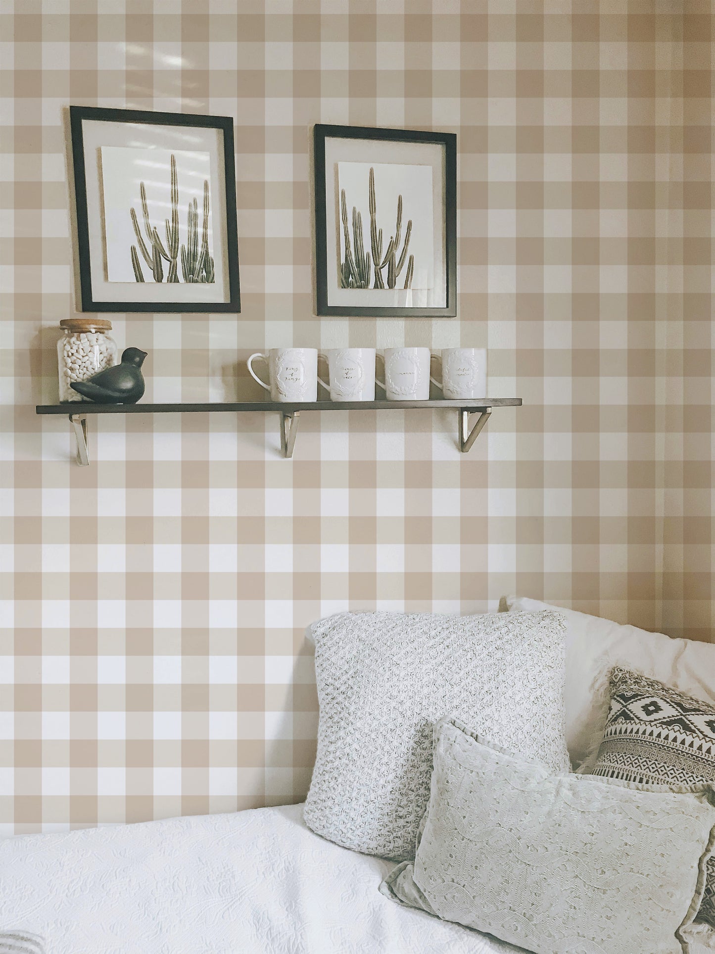 Cream Beige Gingham