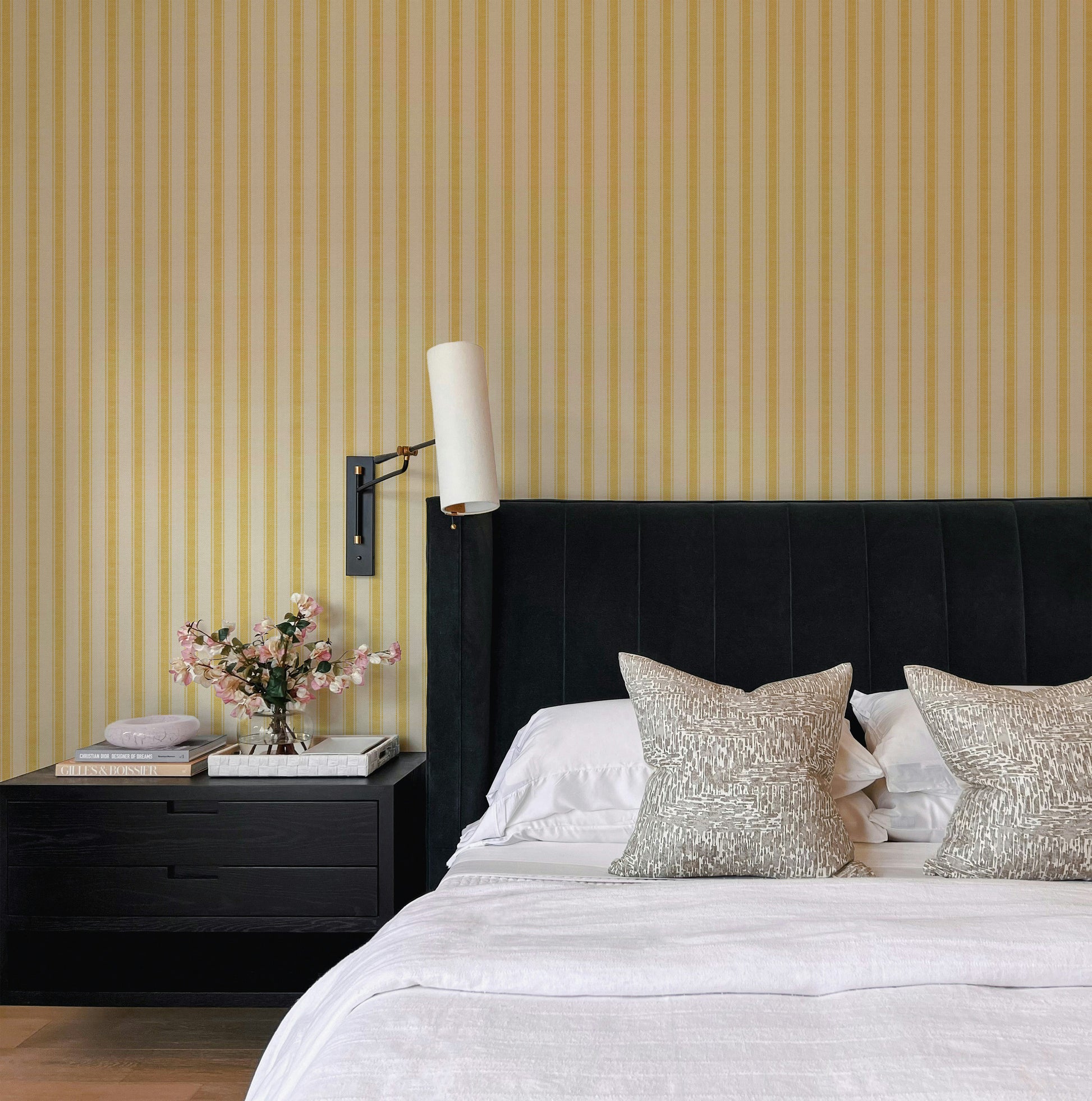 yellow stripe peel and stick wallpaper