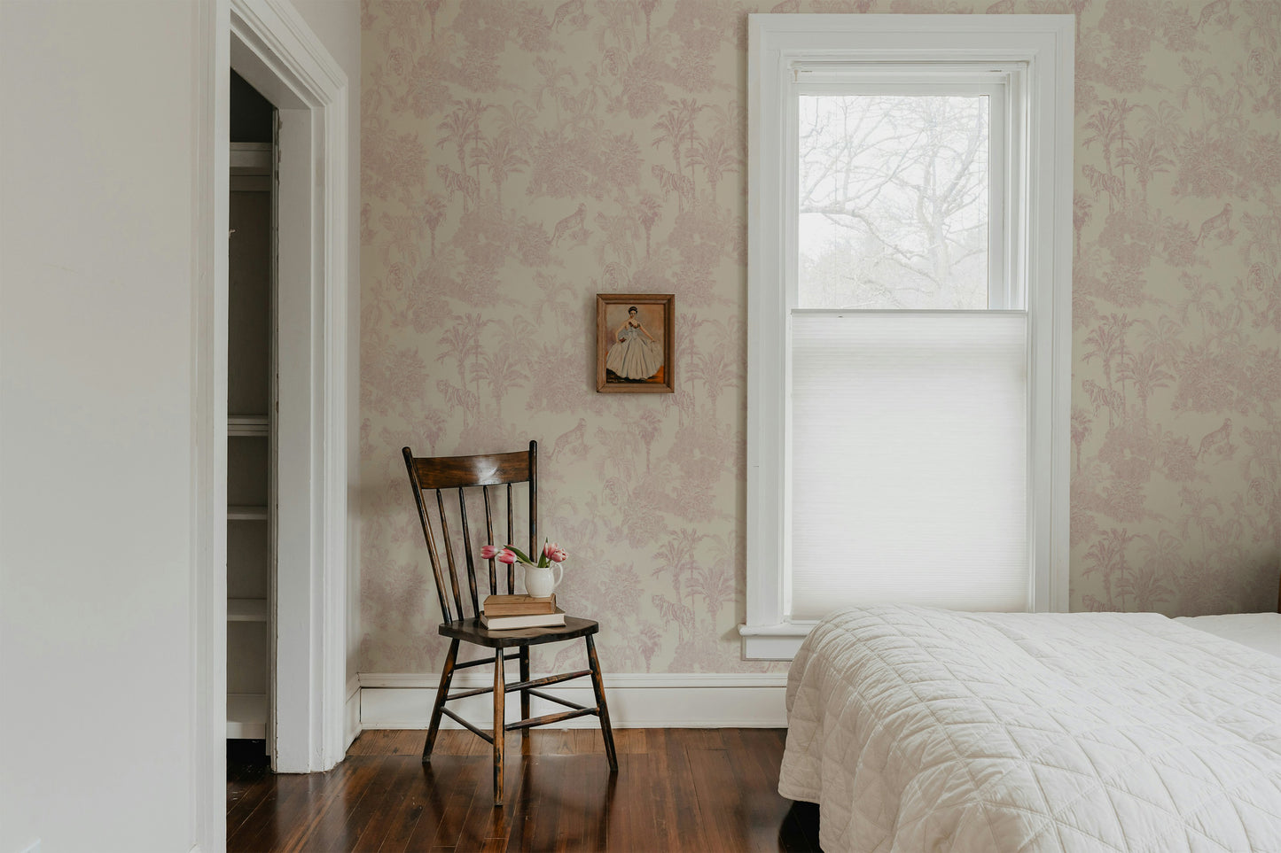 Pink toile wallpaper US Canada RollsRolla French country wallpaper