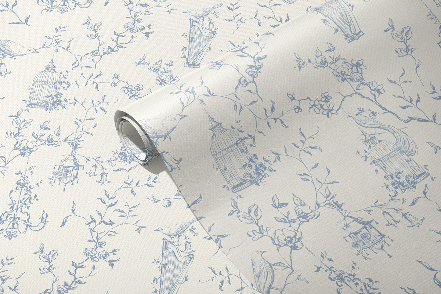 Blue Toile Elegant Minimalism peel and stick wallpaper in US | RollsRolla