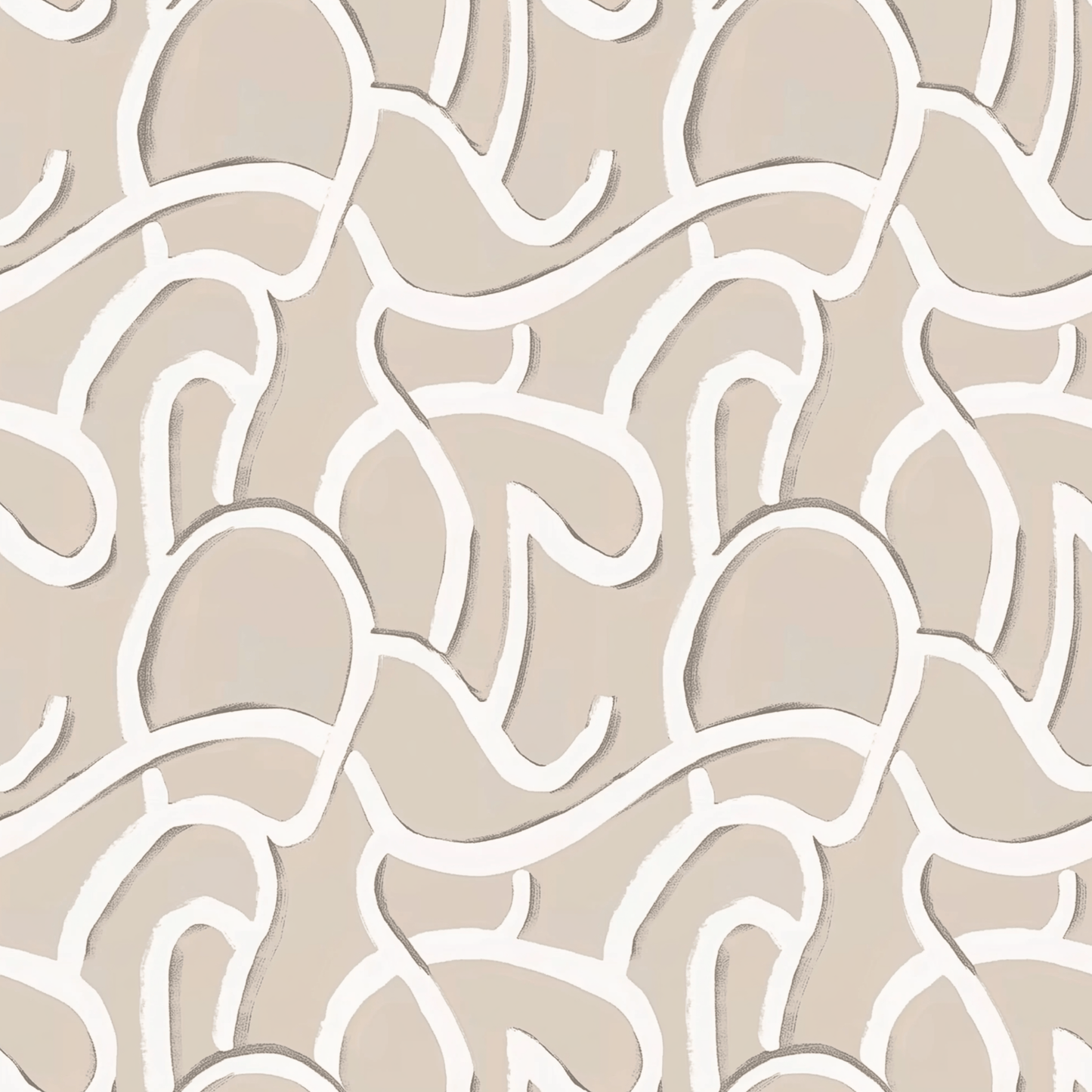 Beige White and Black Geometric Peel and Stick Wallpaper