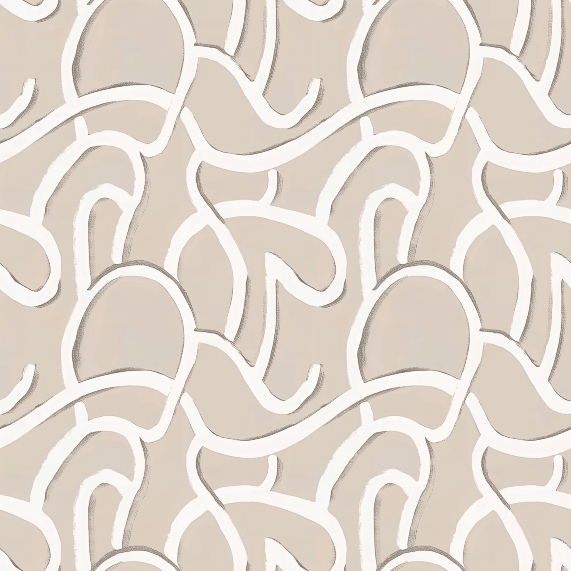 Beige White and Black Geometric Peel and Stick Wallpaper