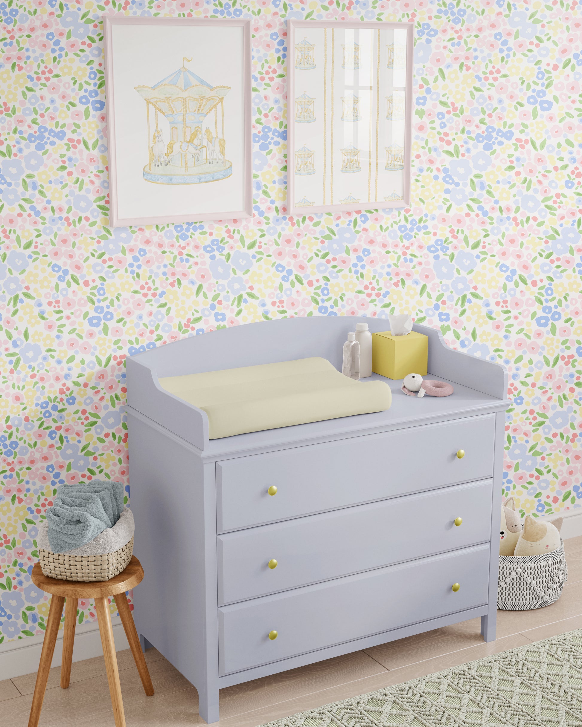 colorful floral self adhesive wallpaper for nursery