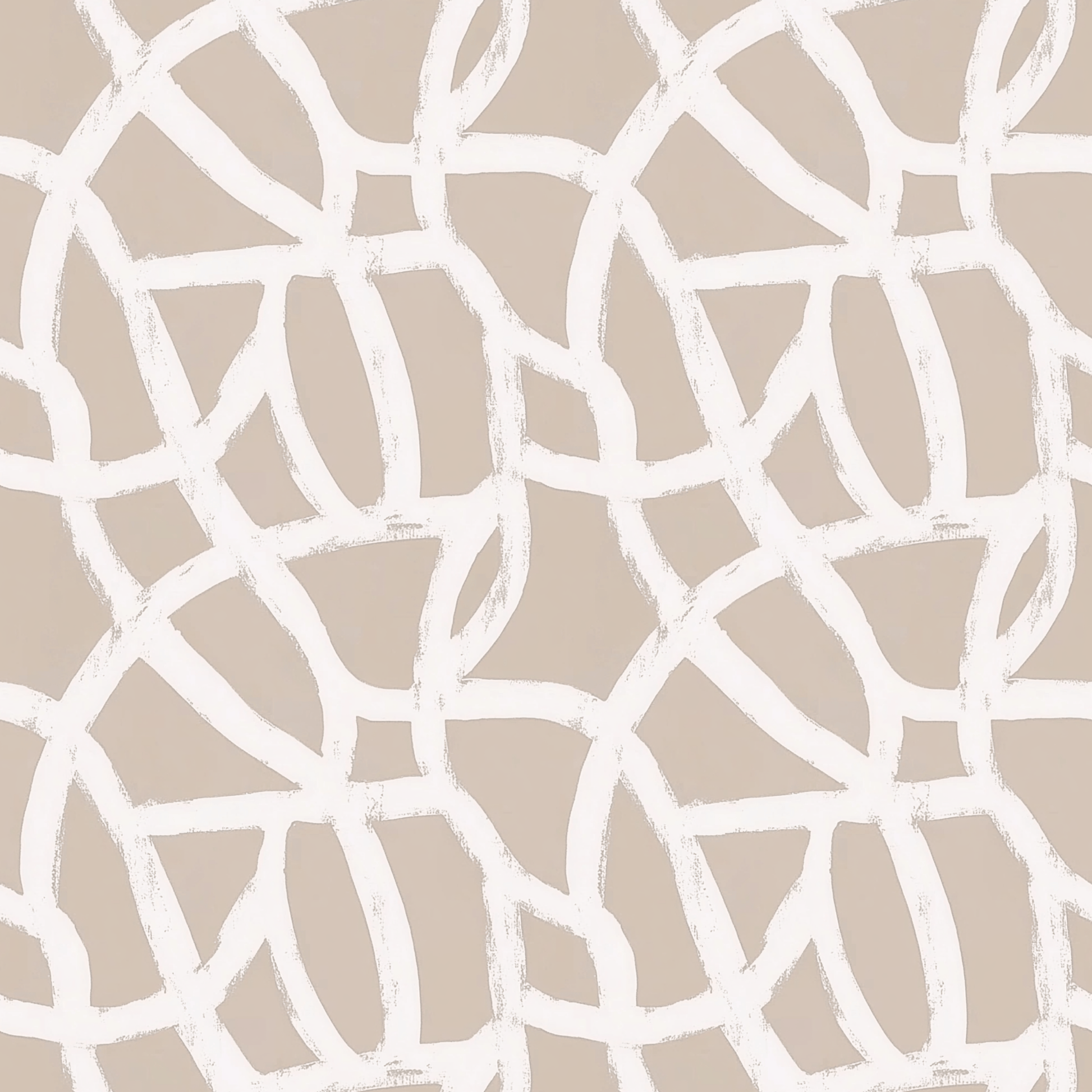 Beige White Abstract Lines Peel and Stick Wallpaper