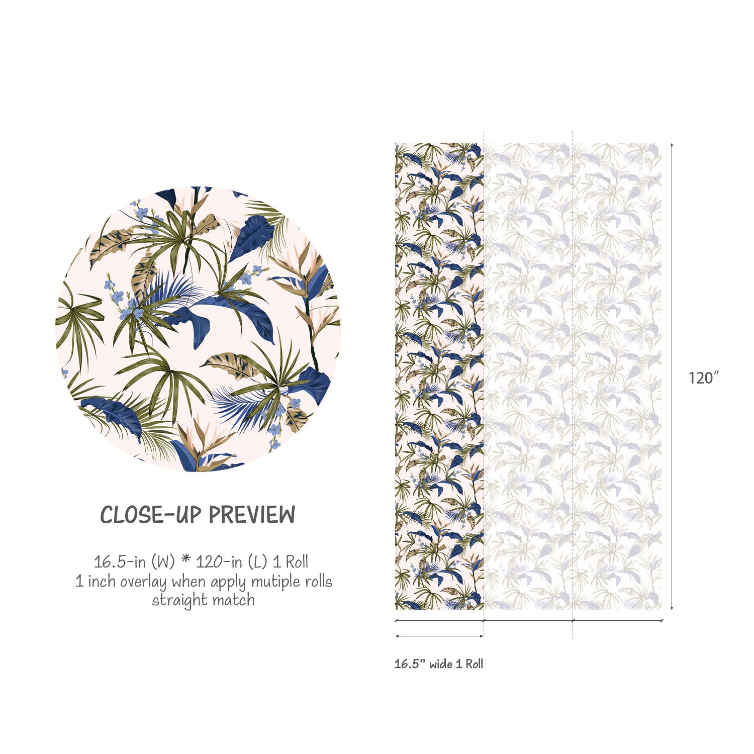 Blue Leave Tropical Botanics Peel & Stick Removable Wallpaper | US