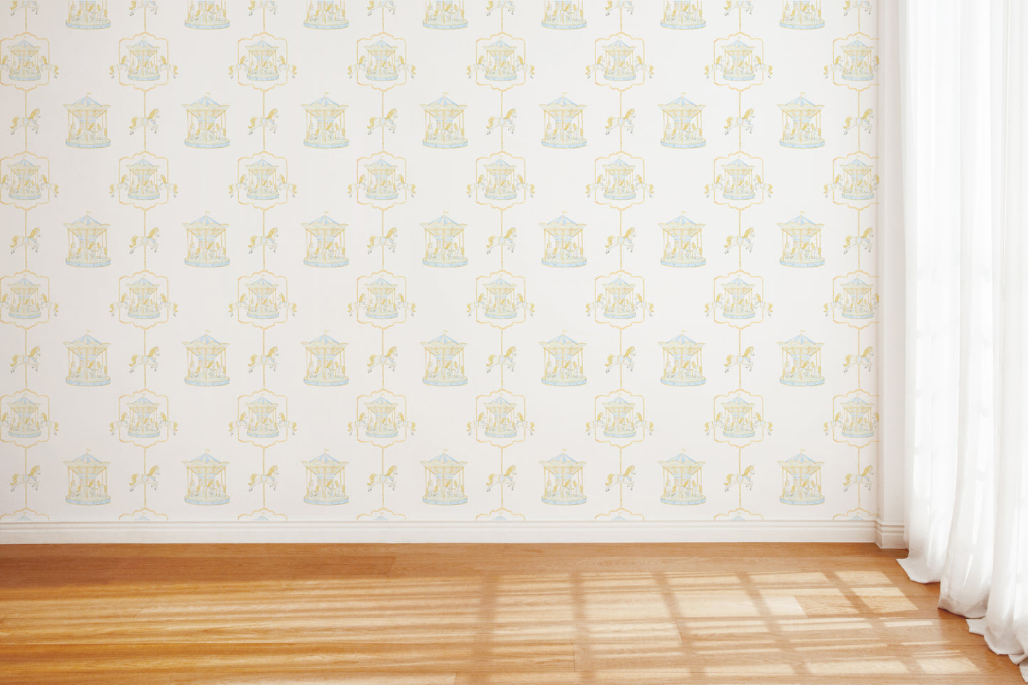 pastel carousel nursery wallpaper