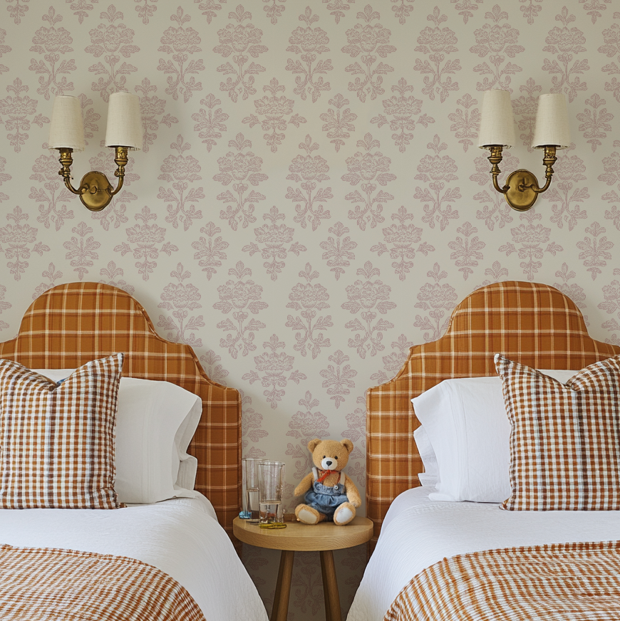 Pink Flower and Botanical Peel and Stick Wallpaper Nursery