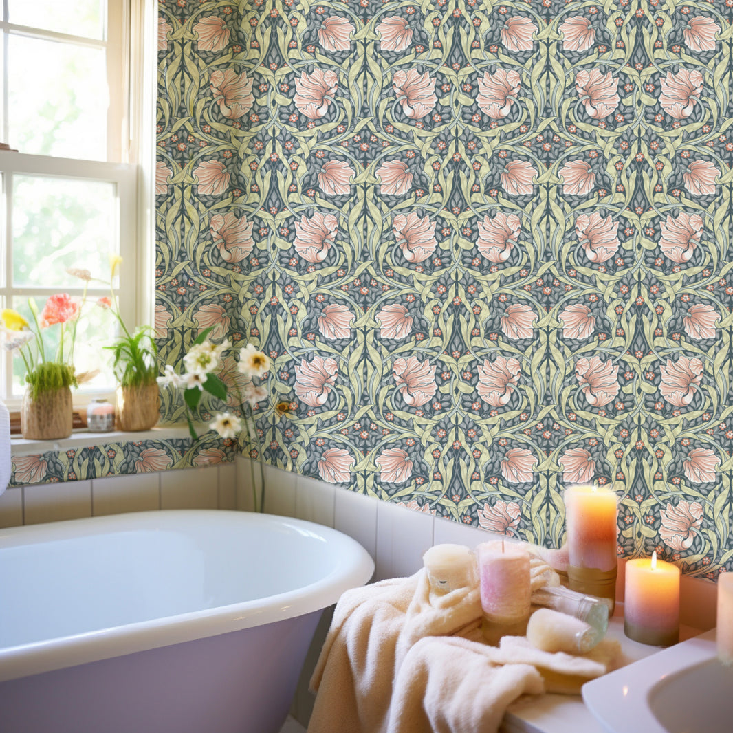 Bathroom Peel and Stick Wallpaper Works on Textured Walls and Tiles – RollsRolla