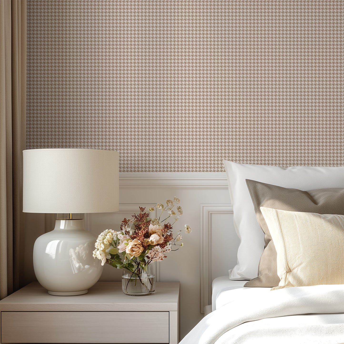 Cream and Brown Houndstooth