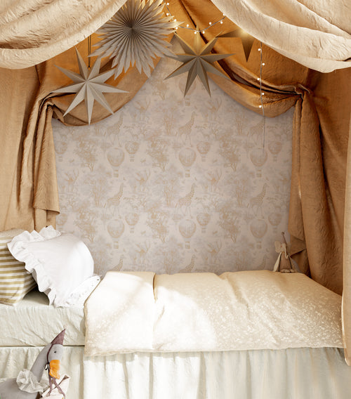 beige safari toile peel and stick wallpaper nursery