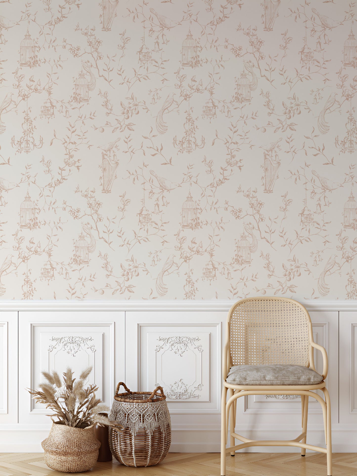  Beige toile exquisite vintage beige toile peel and stick wallpaper designed in French country style in US