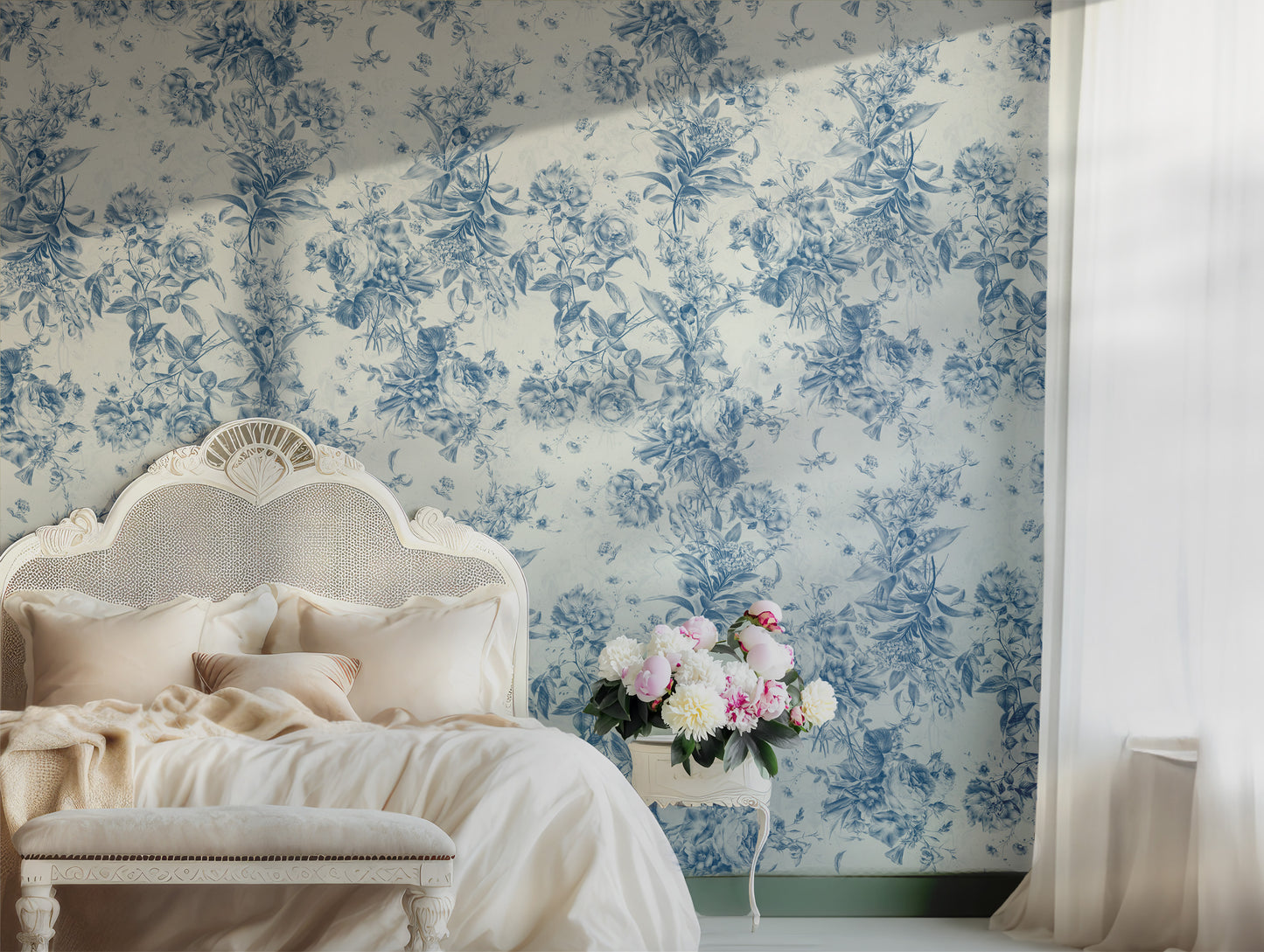 Purple Floral Toile peel and stick wallpaper in US | RollsRolla