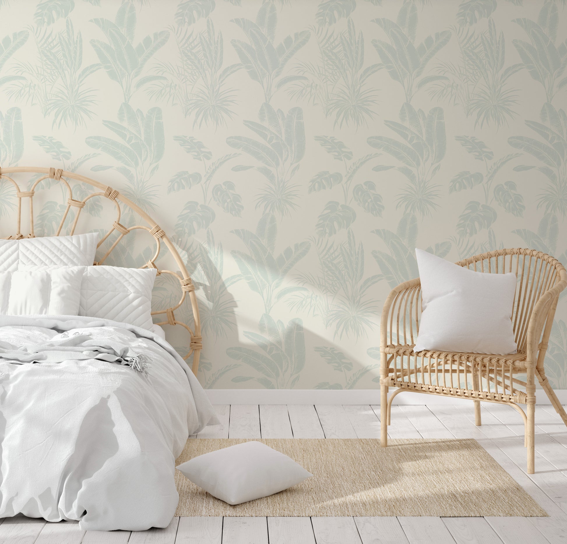  tropical plant removable wallpaper for boho interior