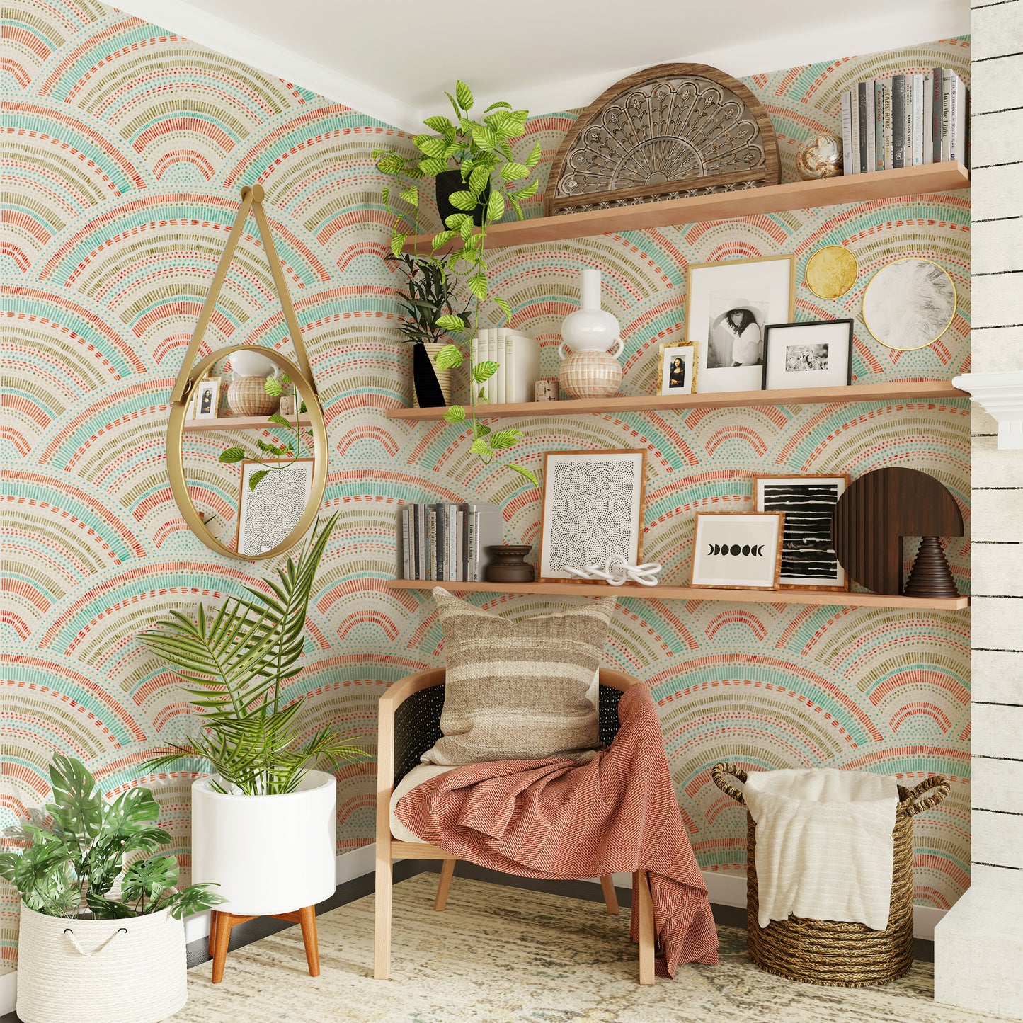 boho colorful peel and stick wallpaper