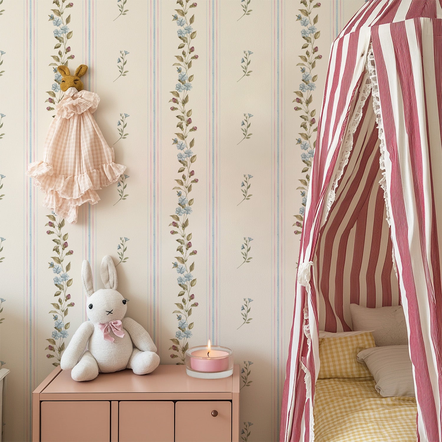 boho stripe wallpaper peel and stick floral RollsRolla