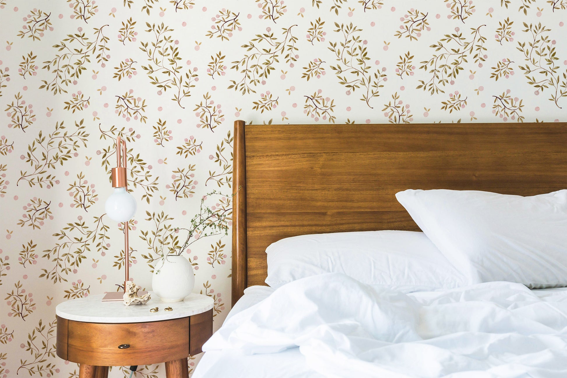 dainty pink floral peel and stick wallpaper 