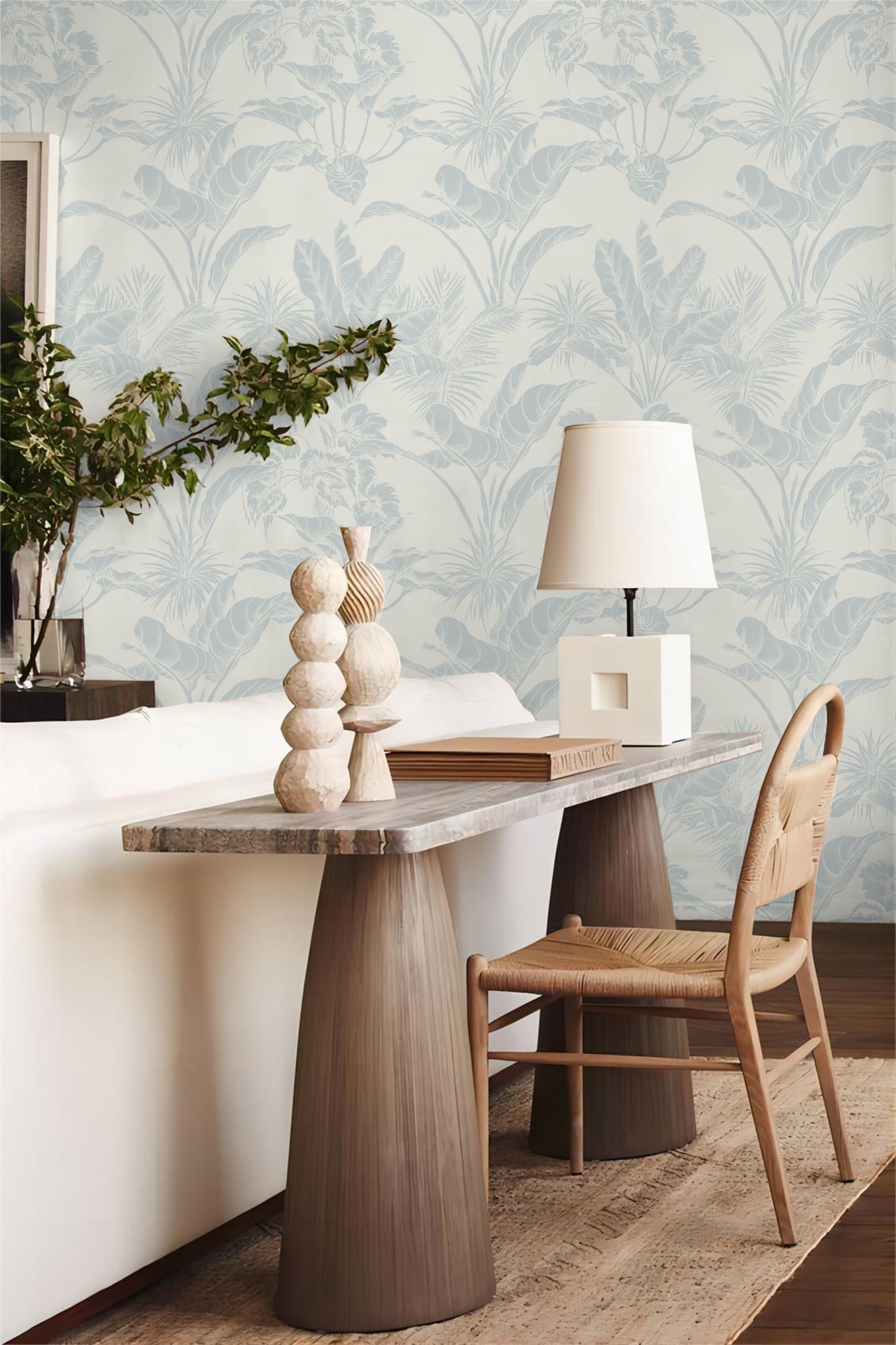 blue boho tropical self adhesive wallpaper