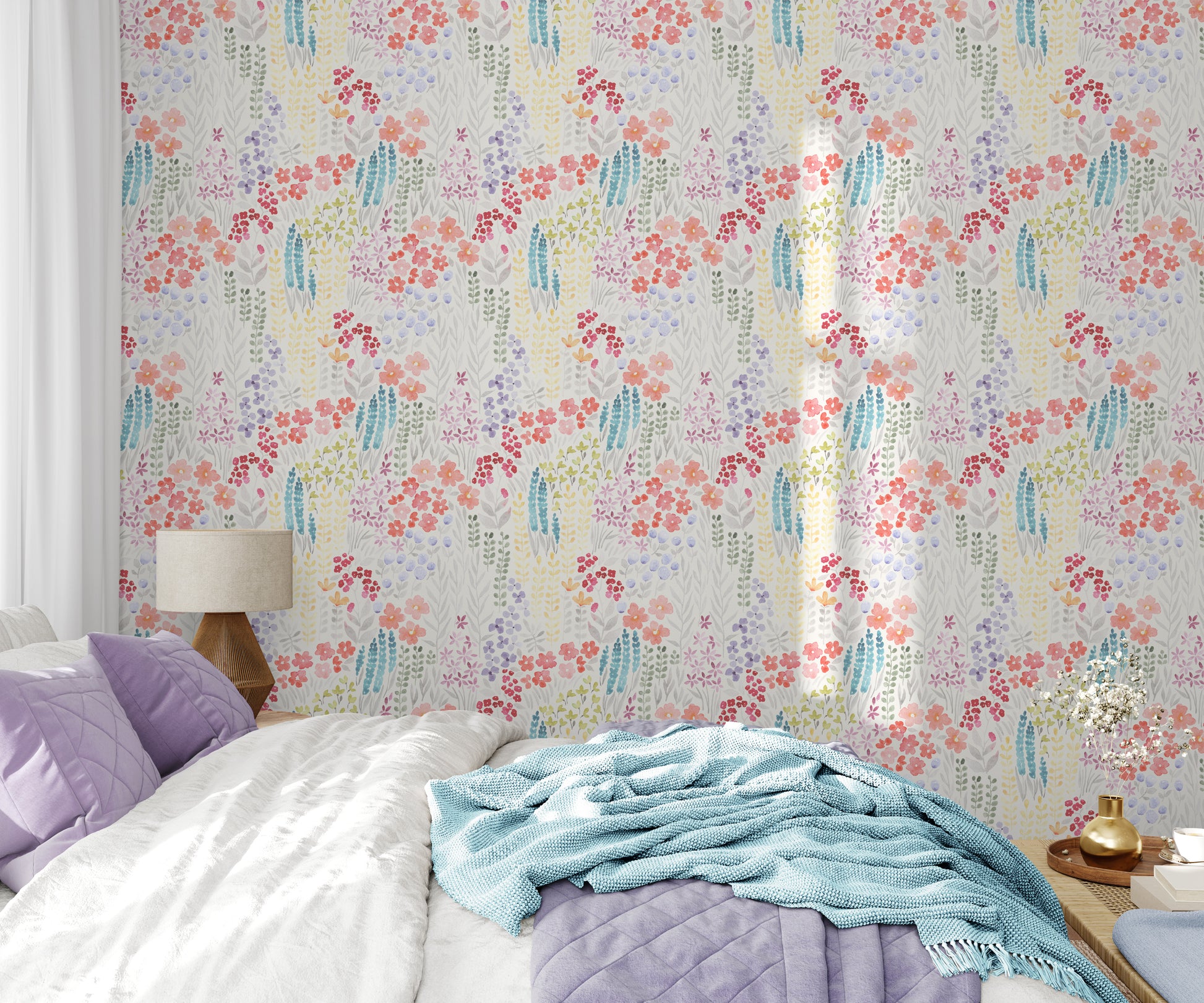 Watercolor Meadow peel and stick wallpaper in US | RollsRolla