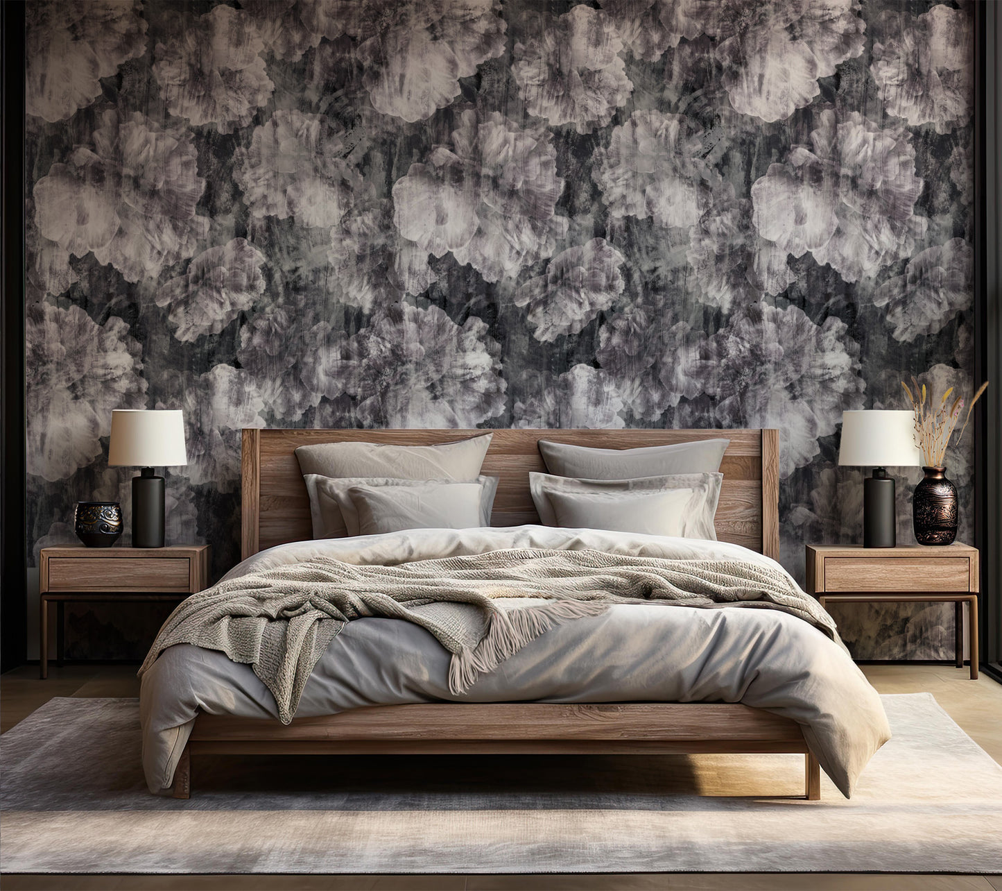 Grunge Peony pattern Geometric Removable Wallpaper in US | RollsRolla