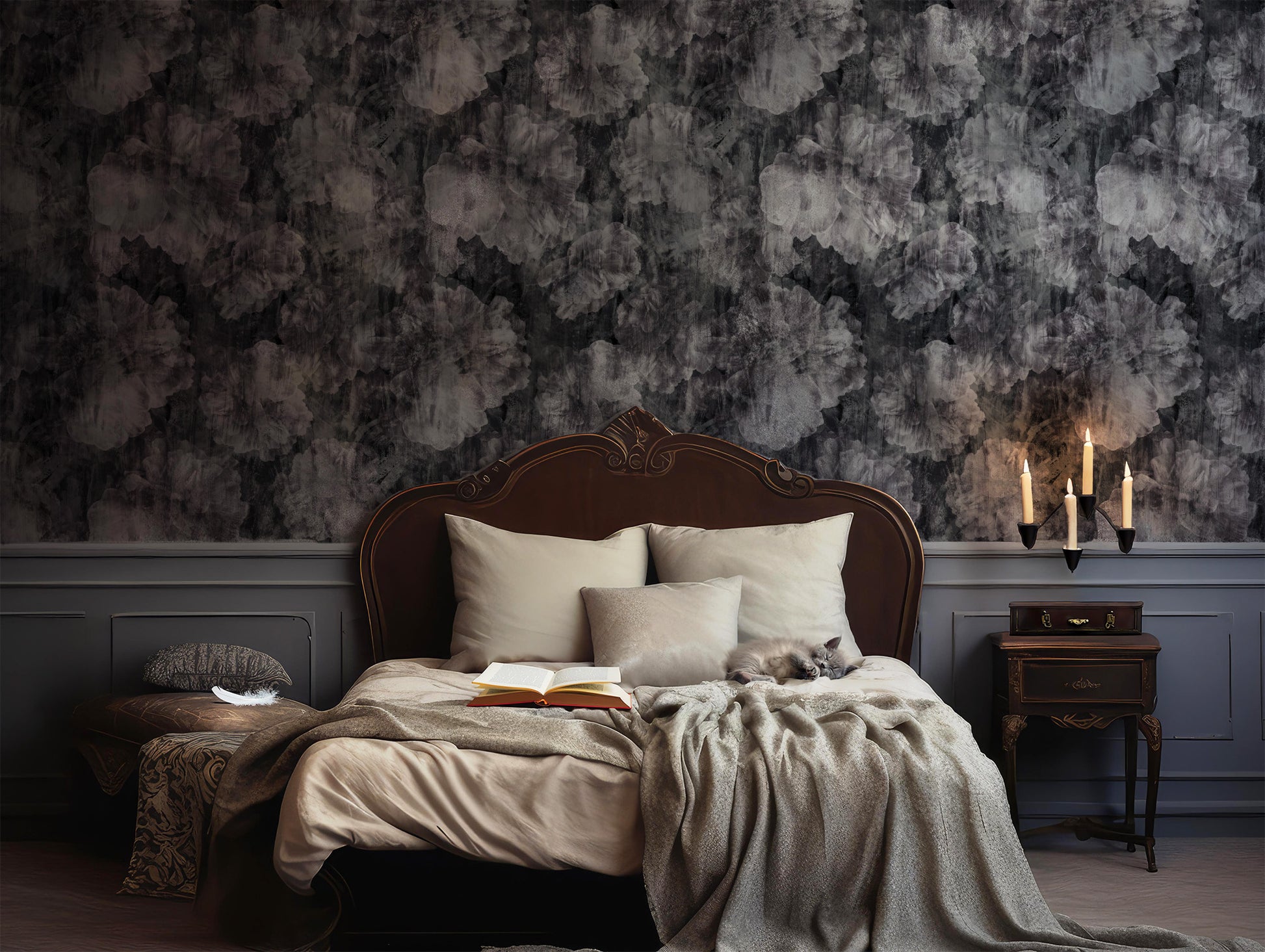 Grunge Peony pattern Geometric Removable Wallpaper in US | RollsRolla