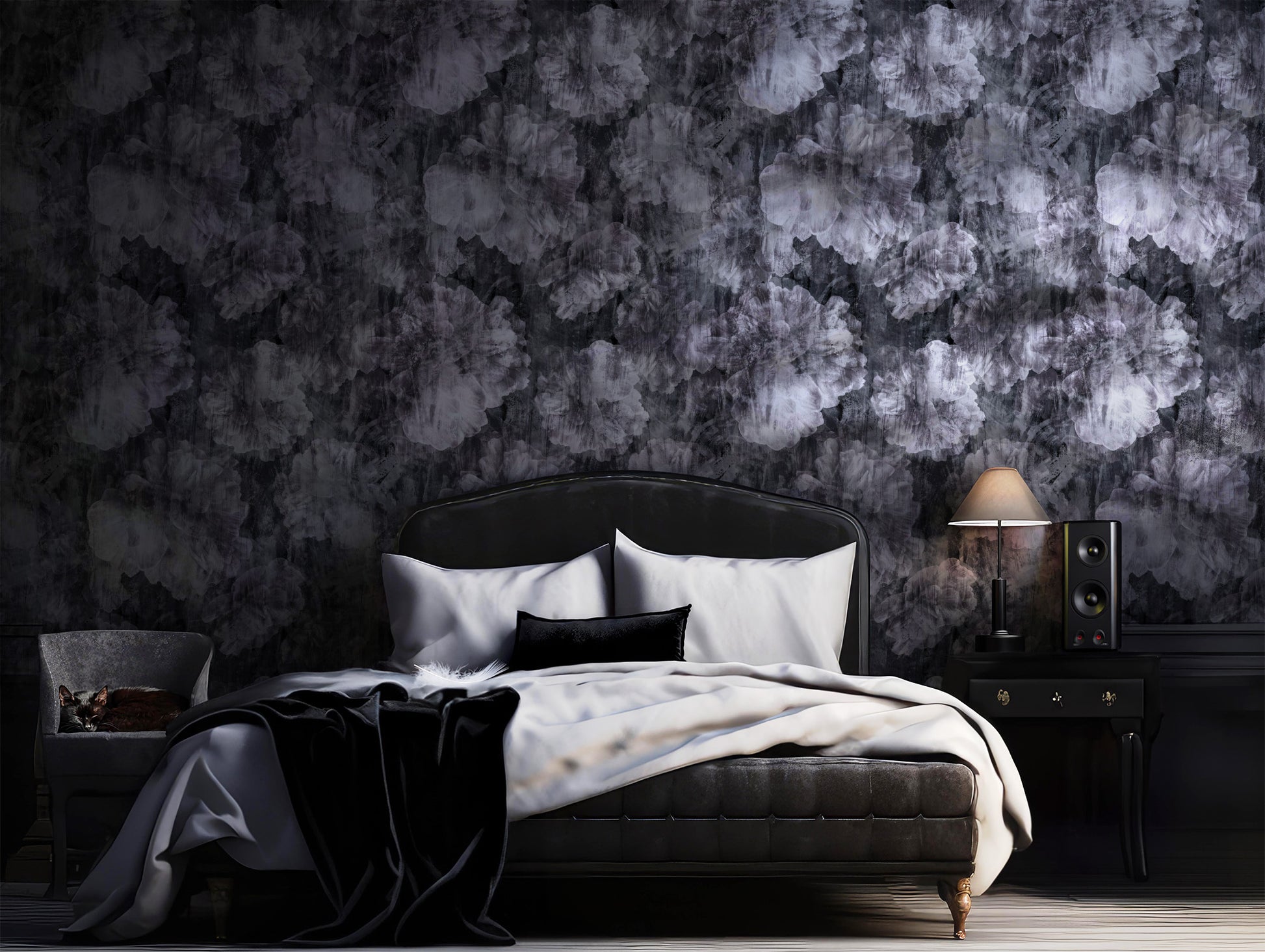 Grunge Peony pattern Geometric Removable Wallpaper in US | RollsRolla