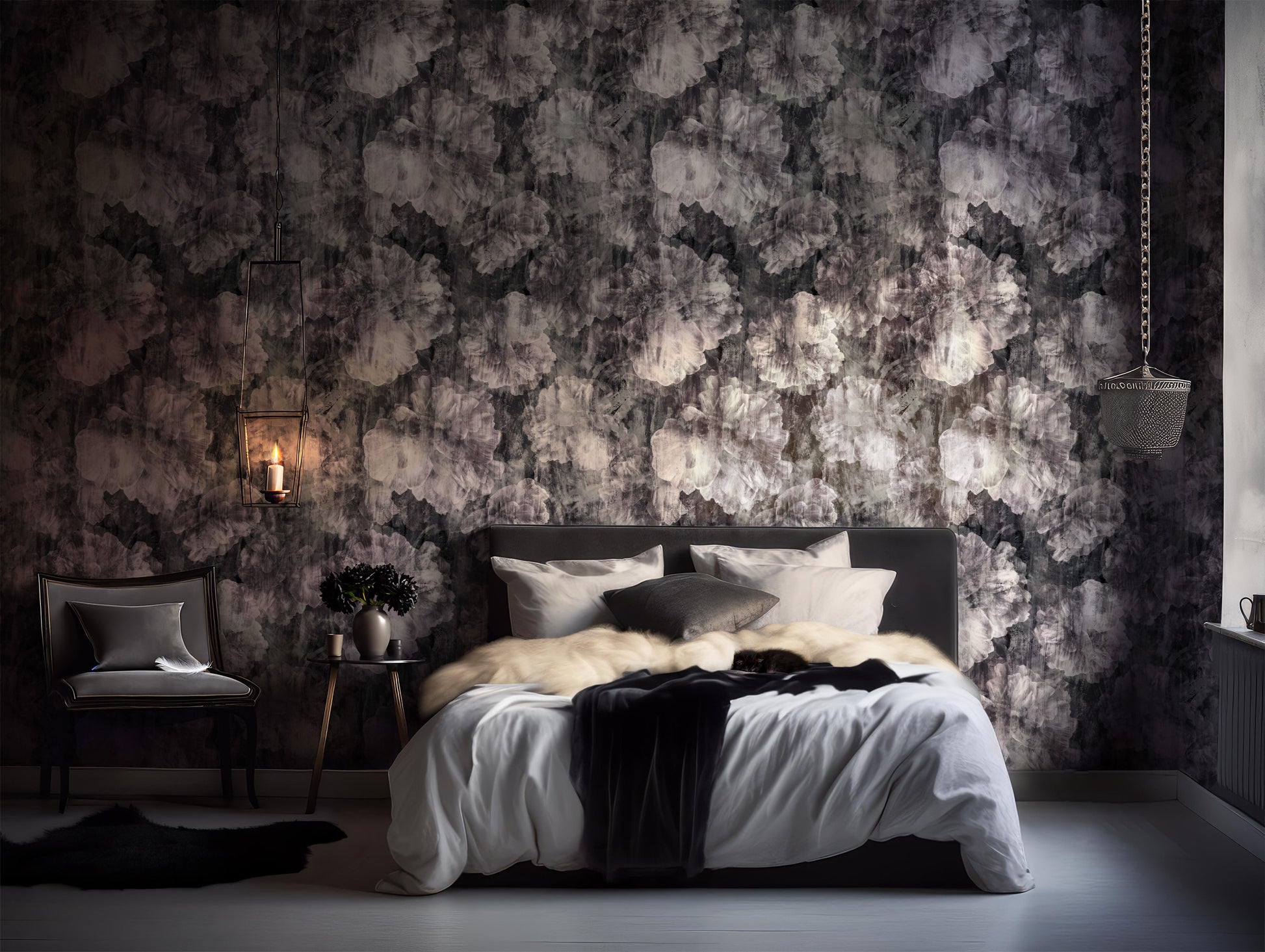 Grunge Peony pattern Geometric Removable Wallpaper in US | RollsRolla