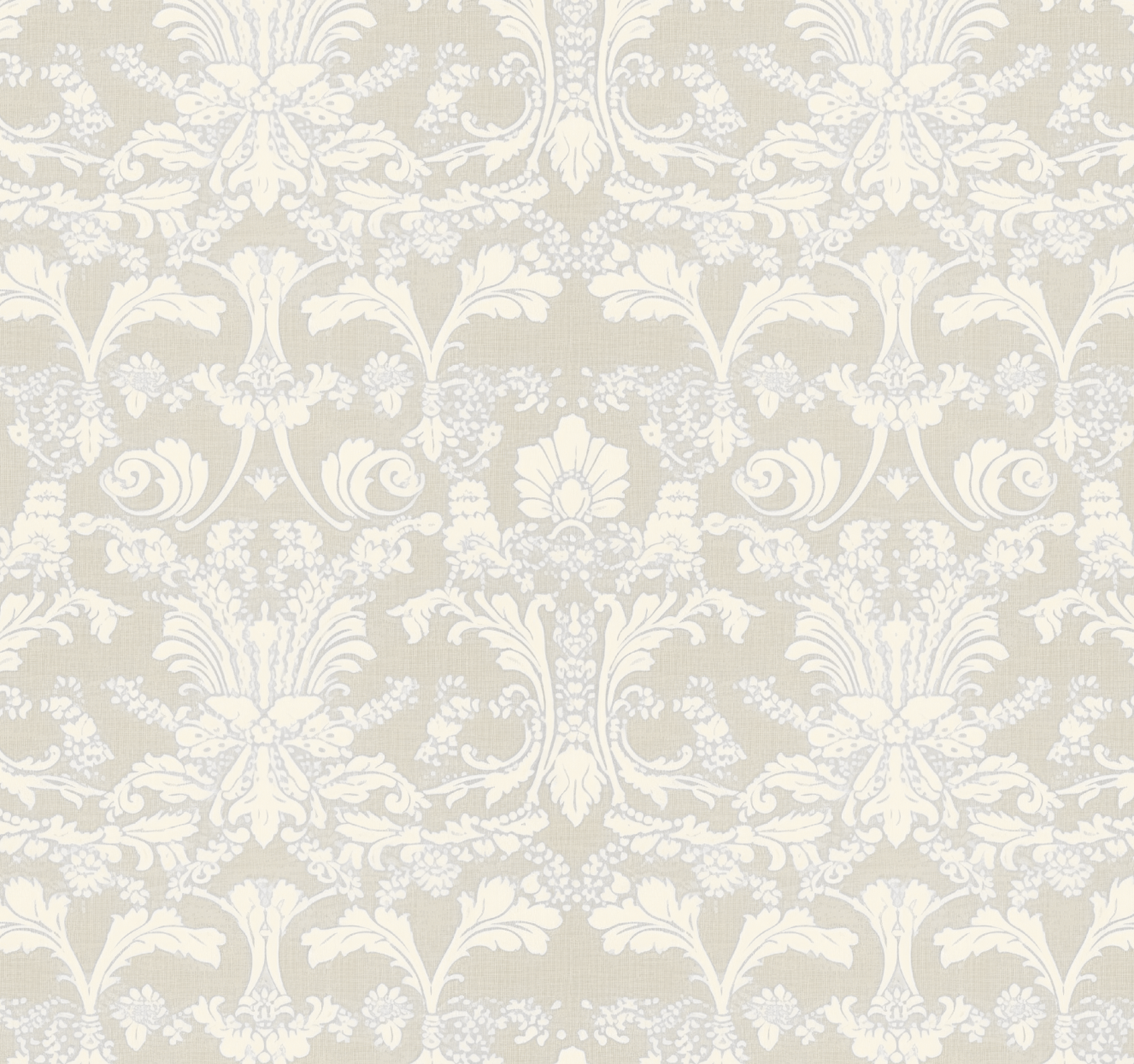 William Morris Damask Wallpaper in Khaki Beige Color