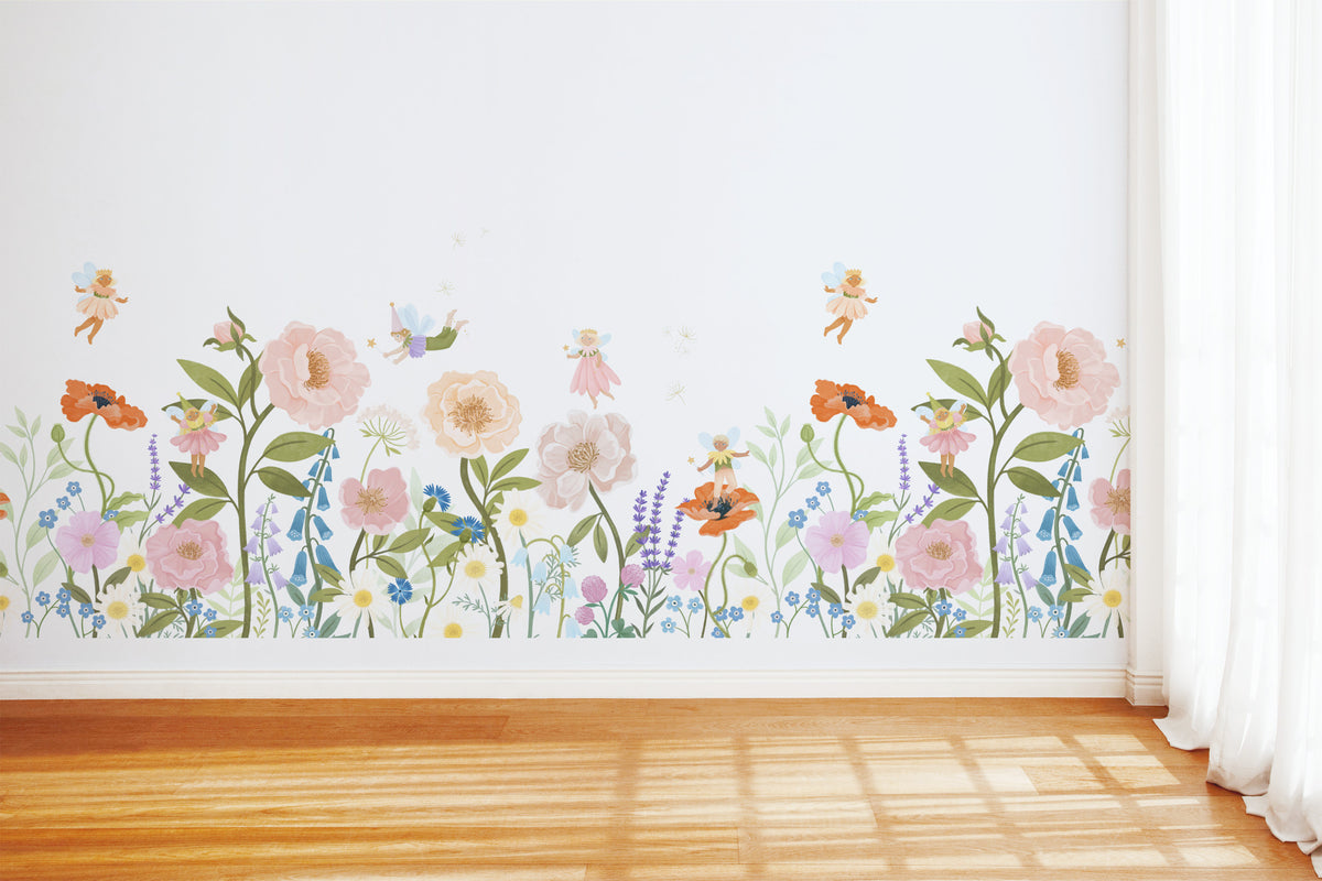 Enchanting Fairy and Pink Flower Peel and Stick Wall Mural for ...