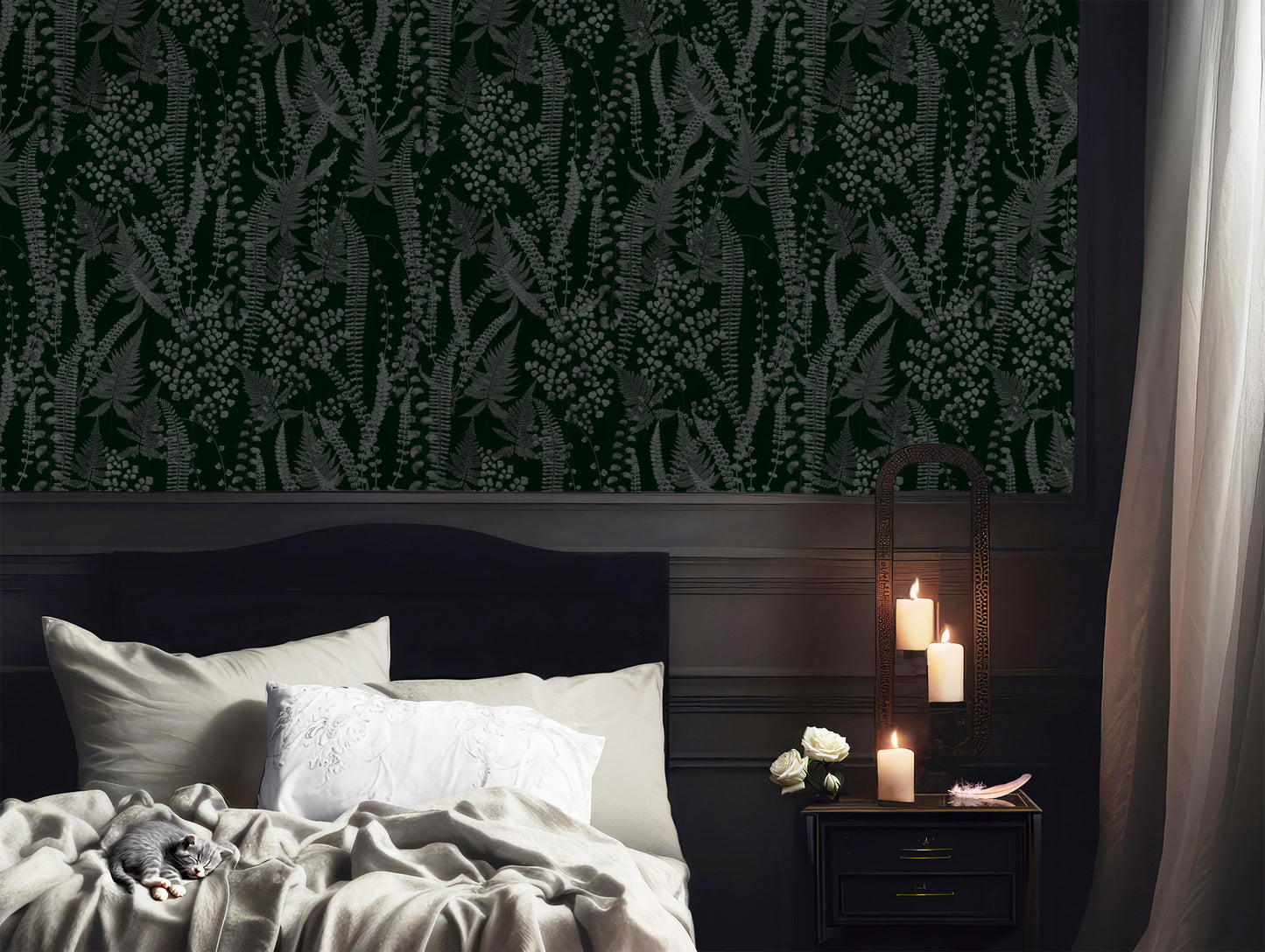 Night Fern peel and stick wallpaper in US | RollsRolla