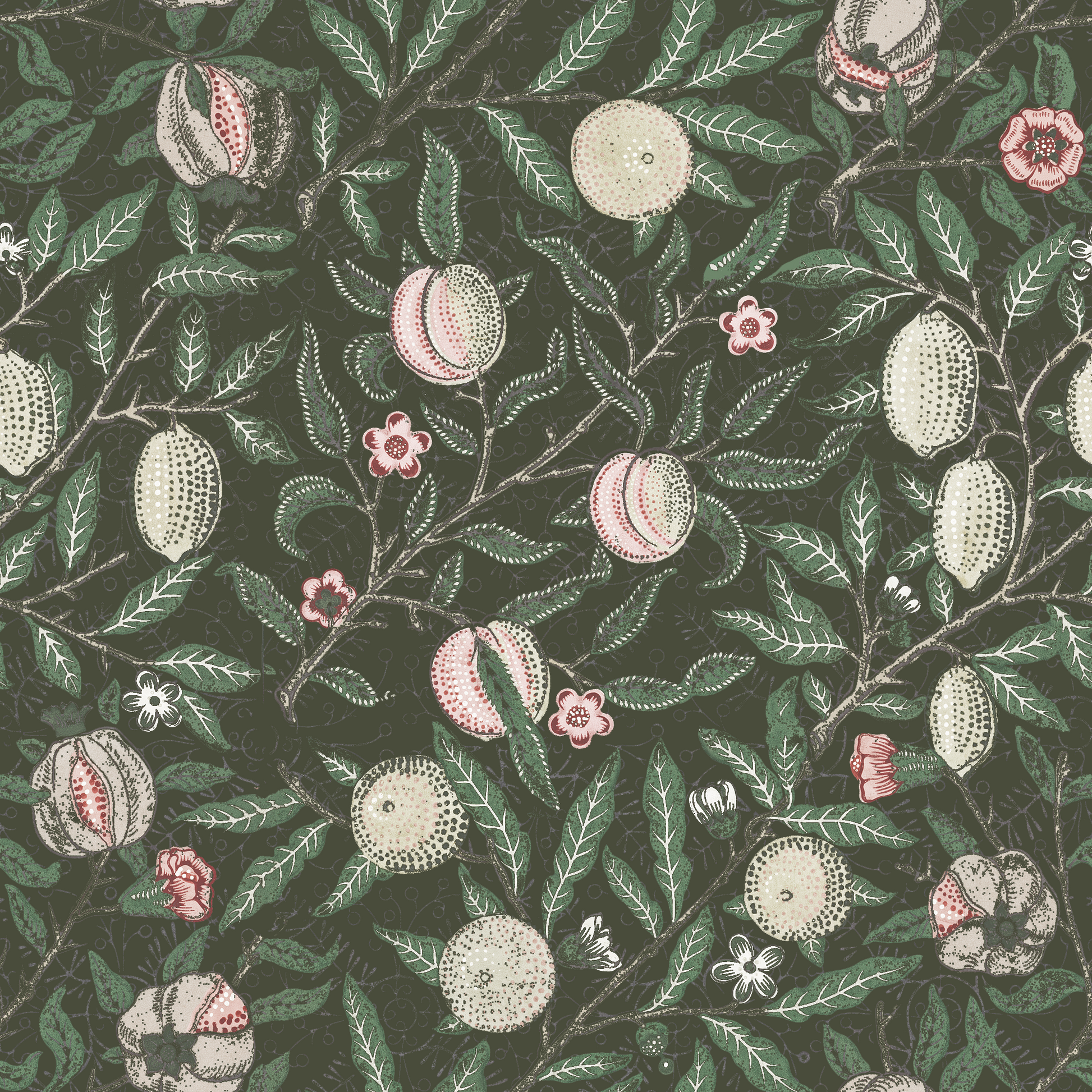 william morris peel and stick wallpaper botanical dark green fruit pattern