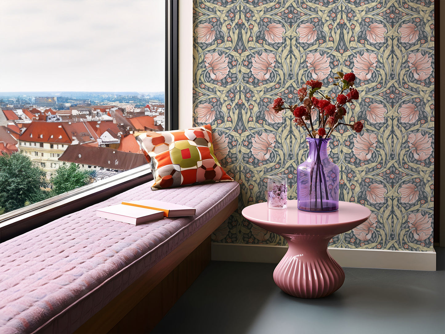  William Morris Pink Botanics peel and stick wallpaper in US | RollsRolla