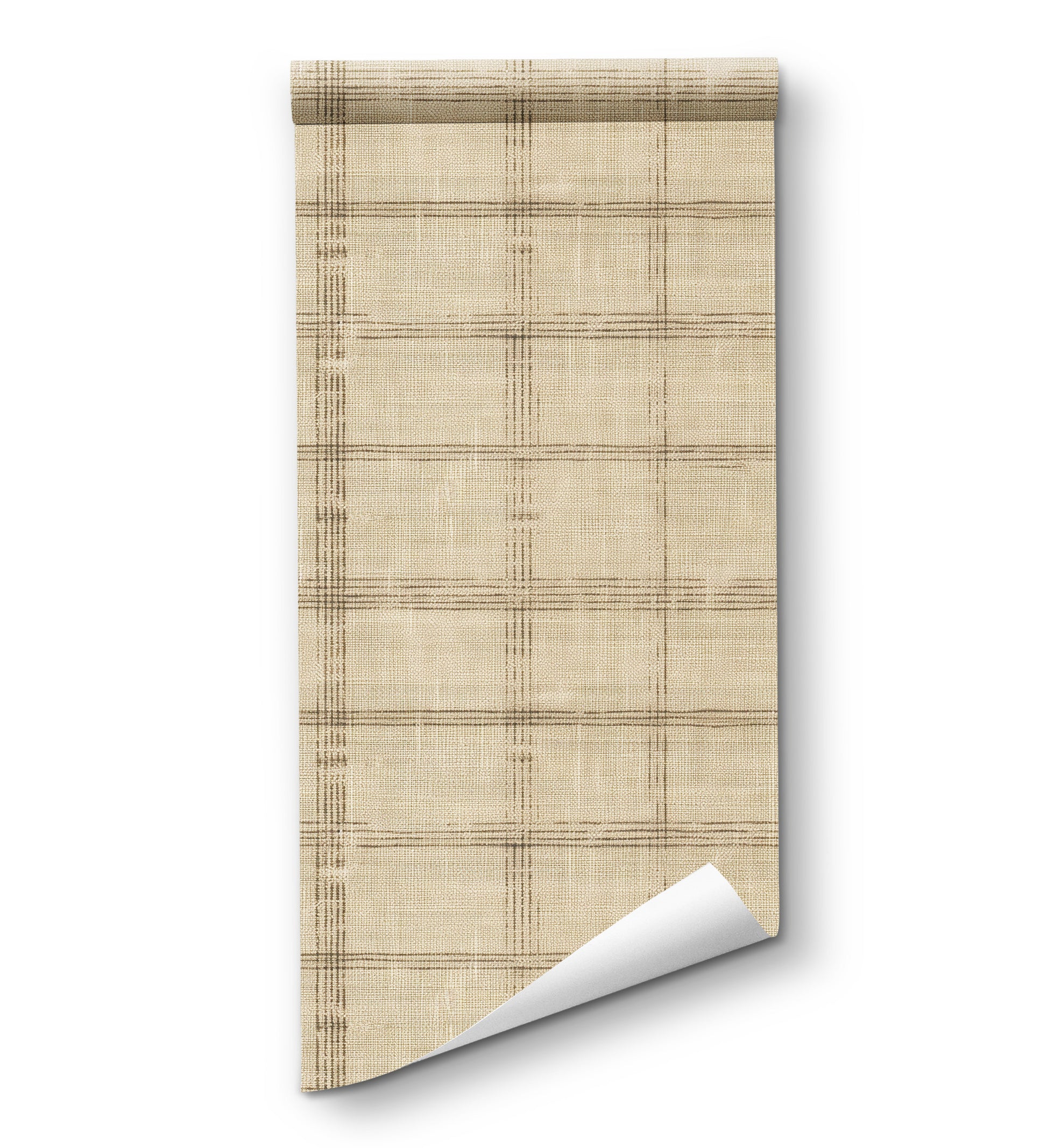 RollsRolla beige linen plaid peel and stick wallpaper