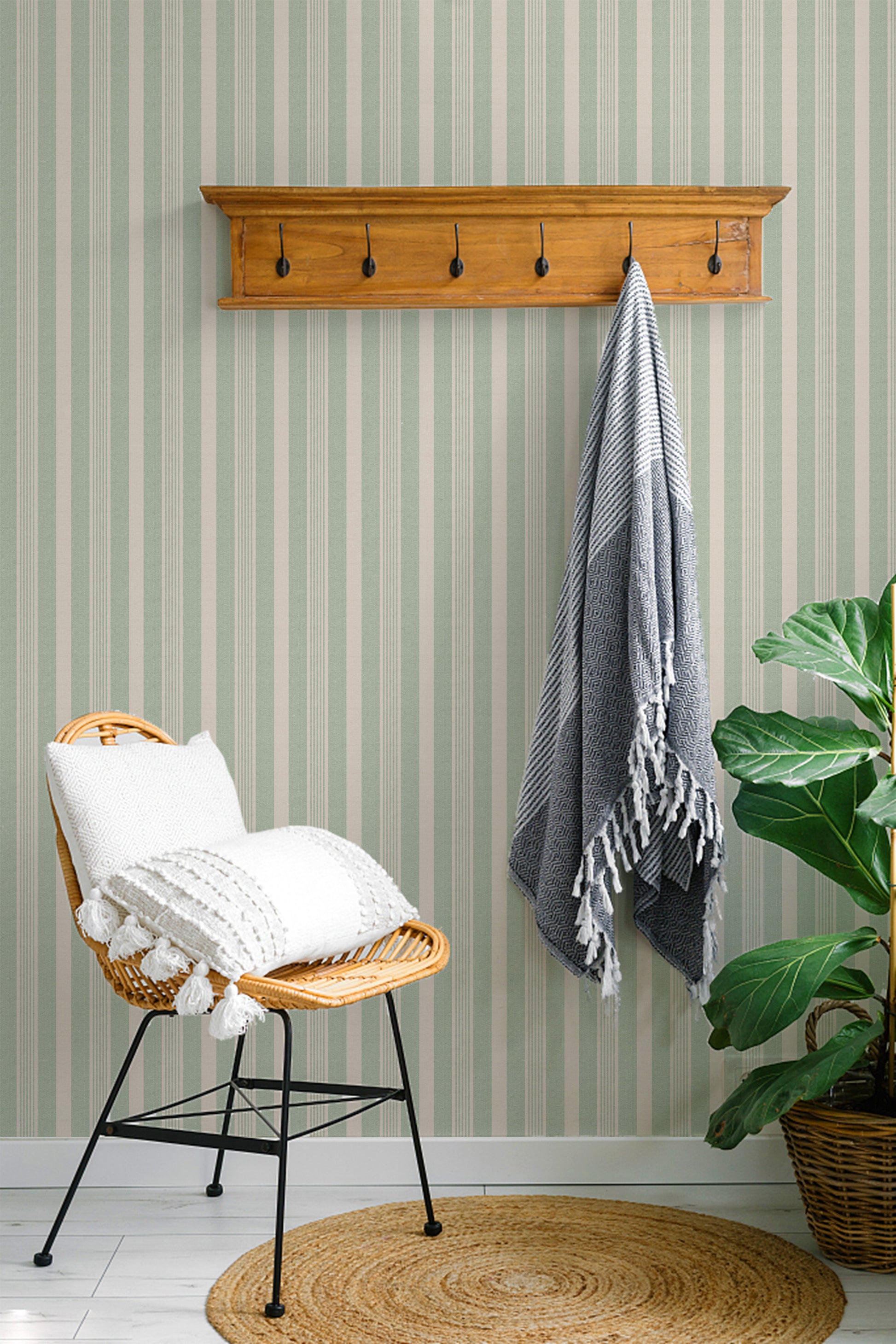 sage green stripe wallpaper US Canada RollsRolla