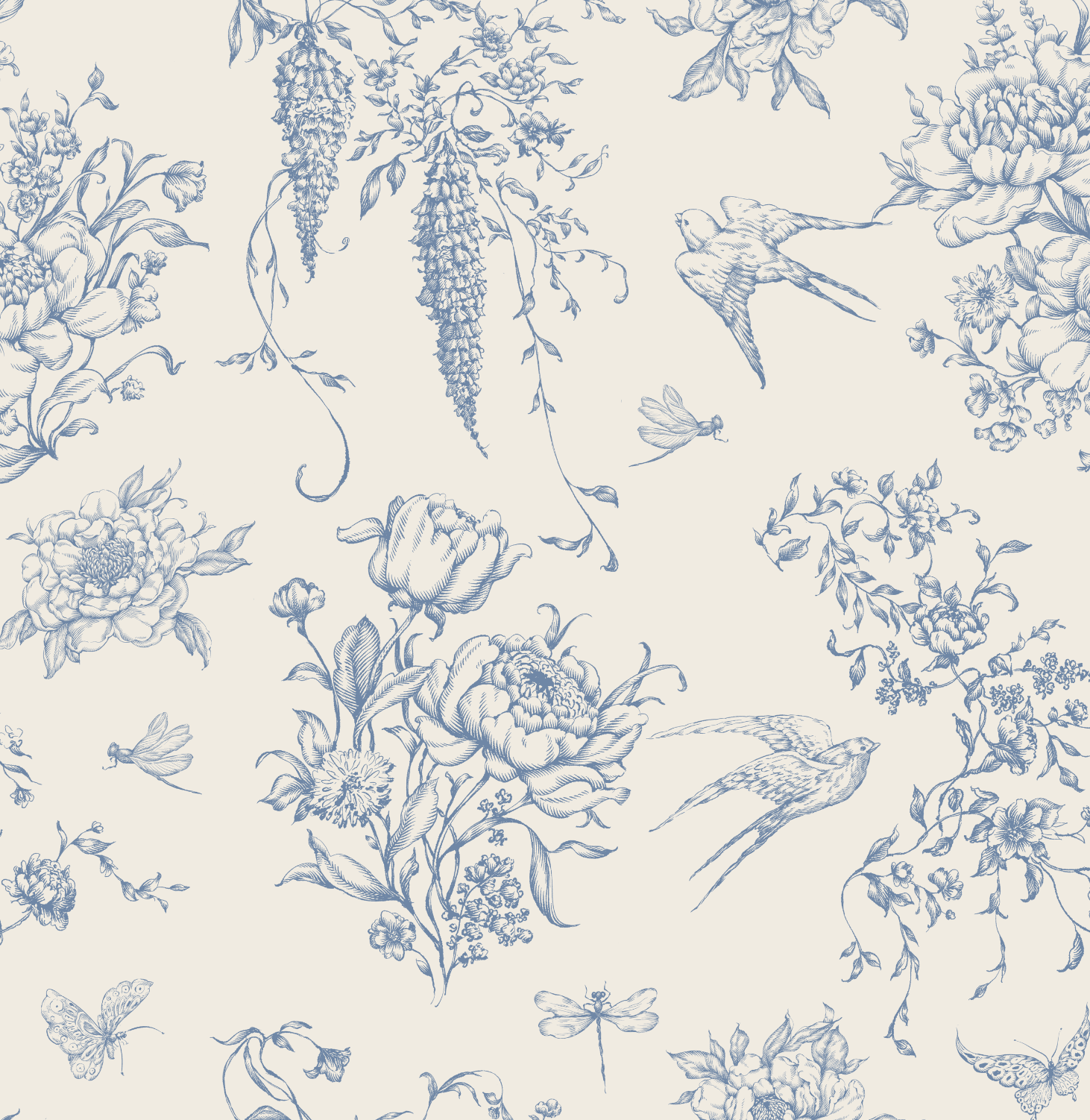 French country style, peel and stick wallpaper, blue and beige wallpaper, warm vintage decor