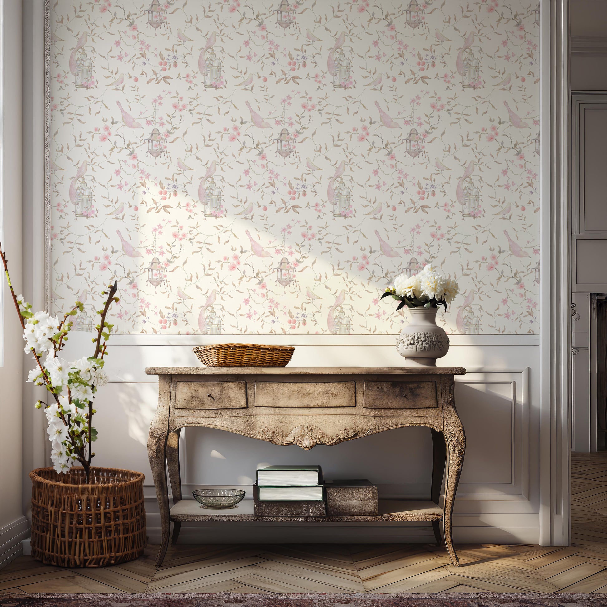 French country pink wallpaper 