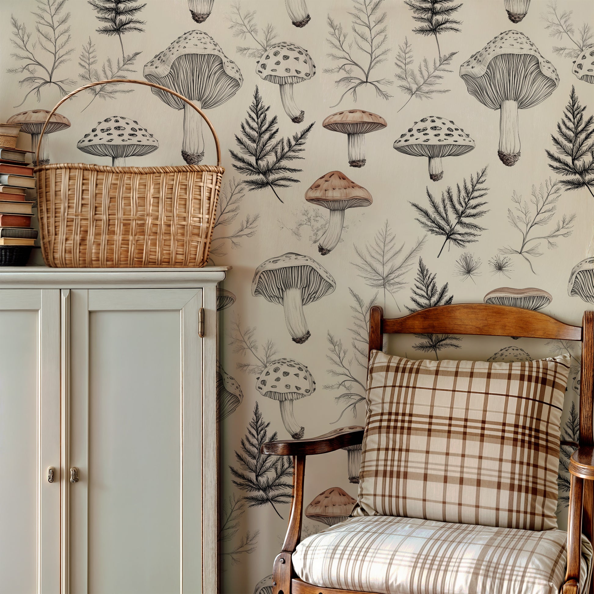 woodland mushroom peel and stick wallpaper for nursery