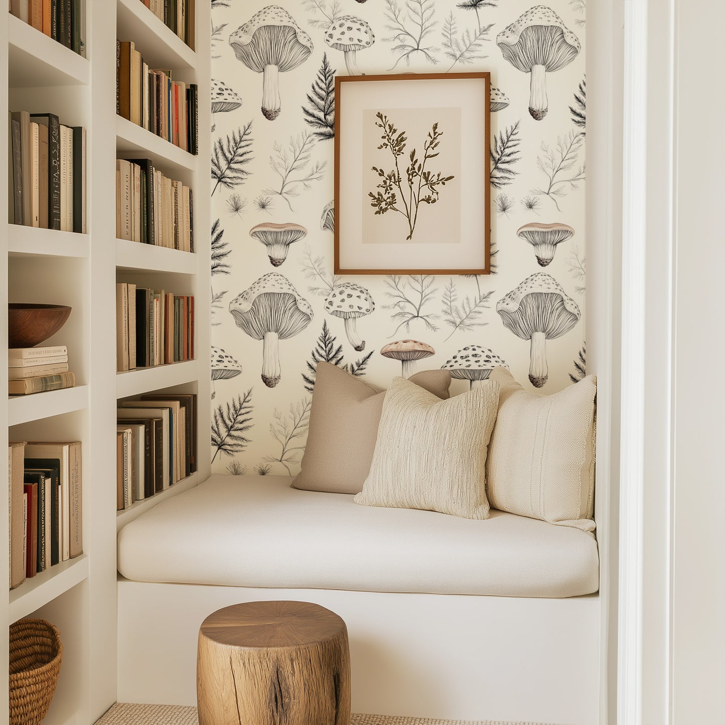 woodland mushroom peel and stick wallpaper for nursery