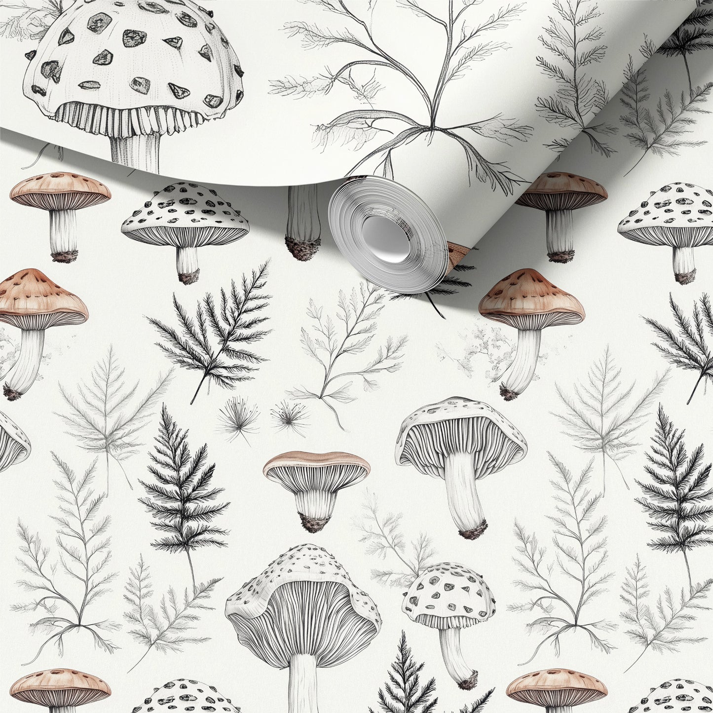 woodland mushroom peel and stick wallpaper for nursery