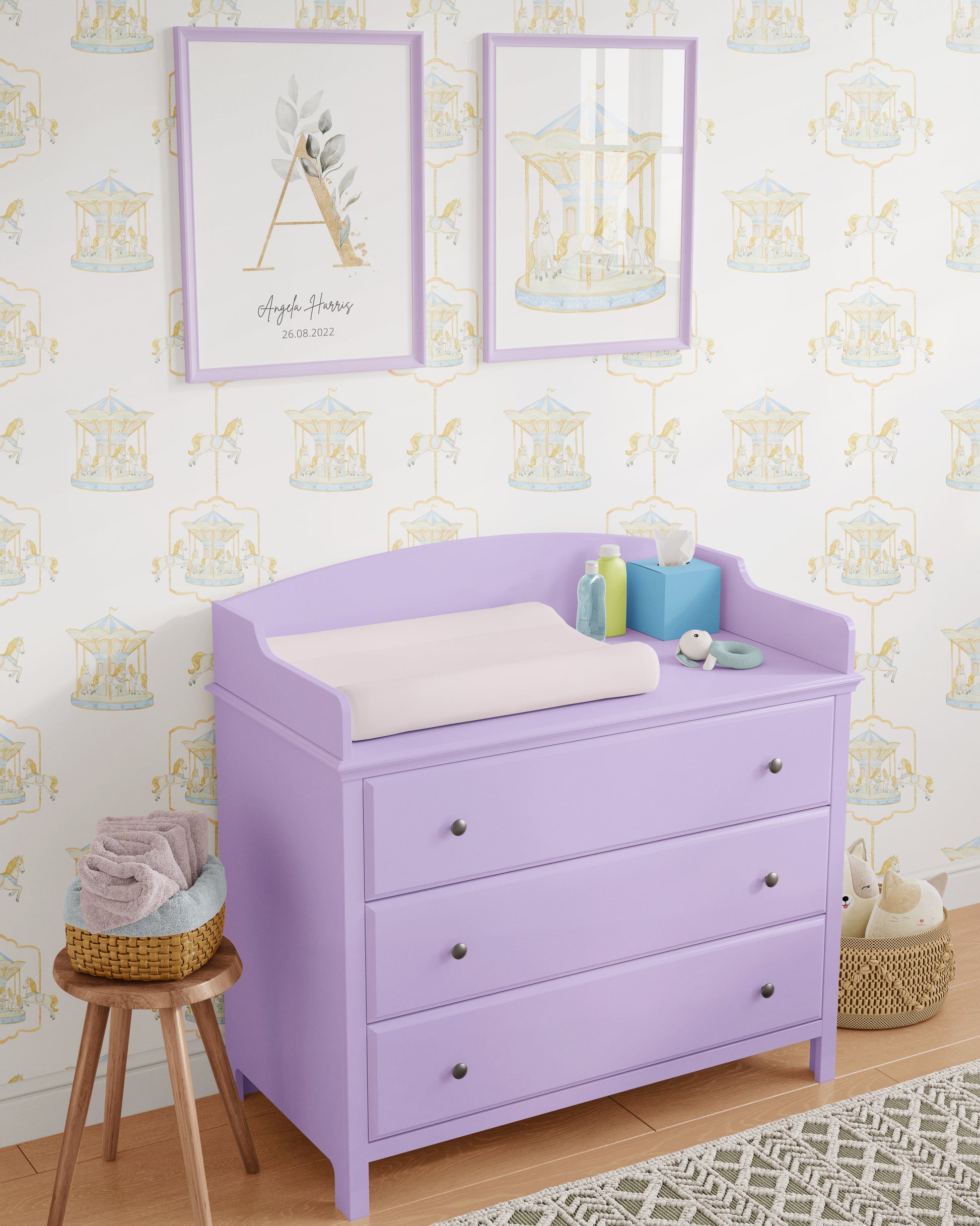 pastel carousel nursery wallpaper