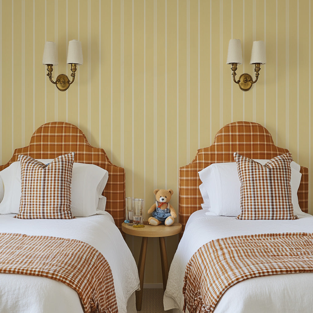 yellow stripe wallpaper for kids room