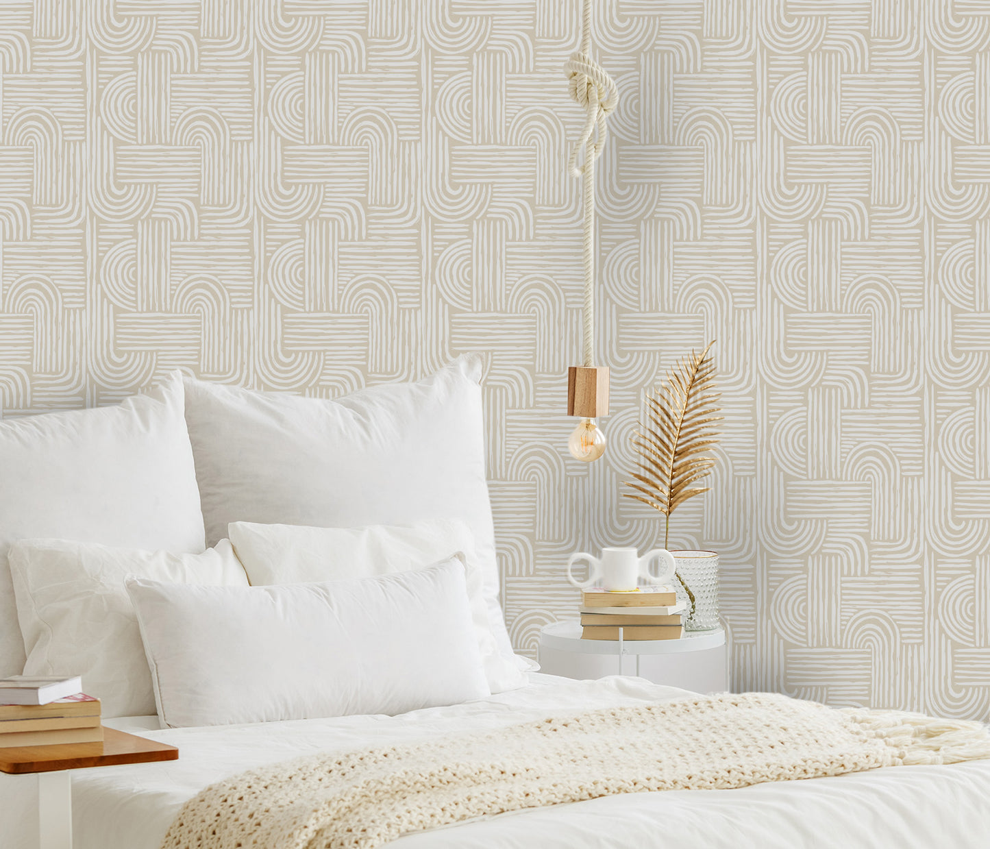 boho beige abstract modern self adhesive wallpaper in US