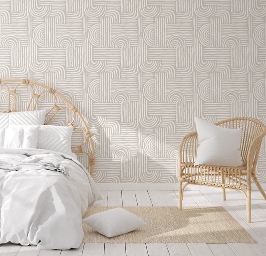 boho beige abstract modern self adhesive wallpaper in US