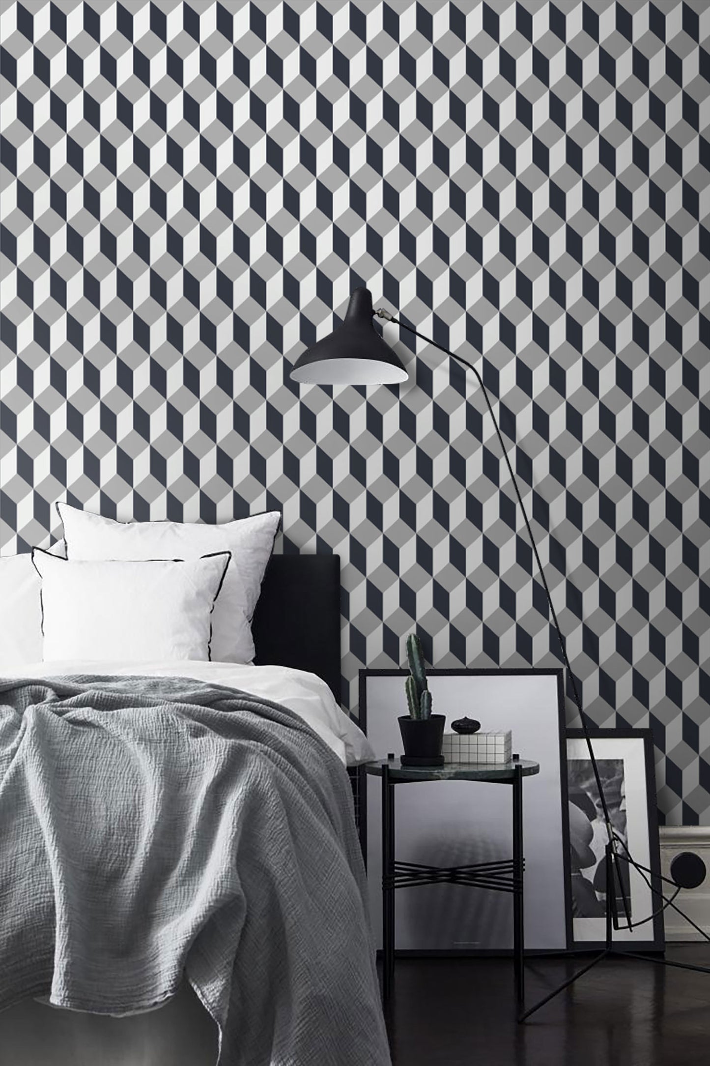 Gray Tone Minimalism Geometric Peel & Stick Wallpaper Trio color | US