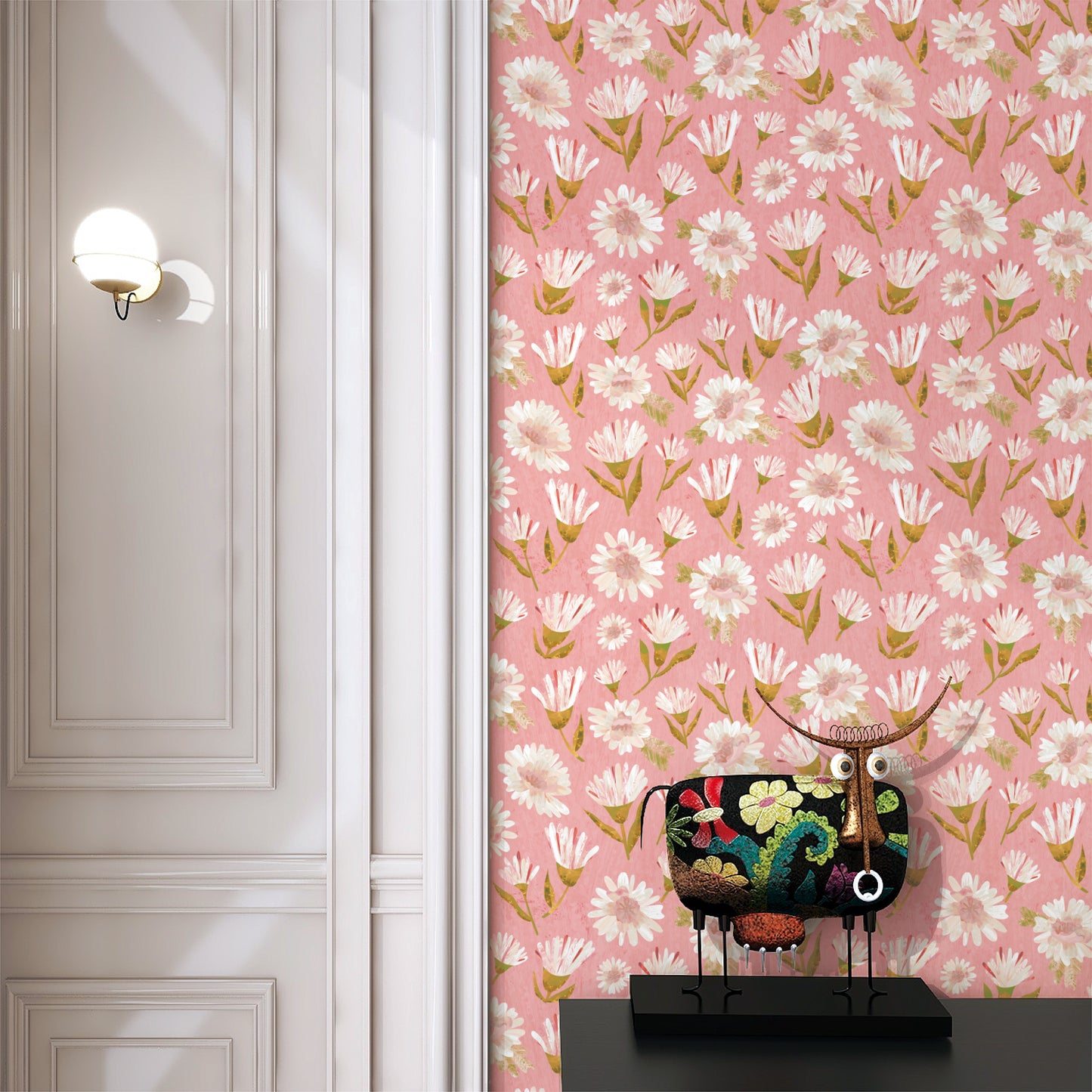 Pink and White Floral Peel and Stick Wallpaper in Canada | RollsRolla