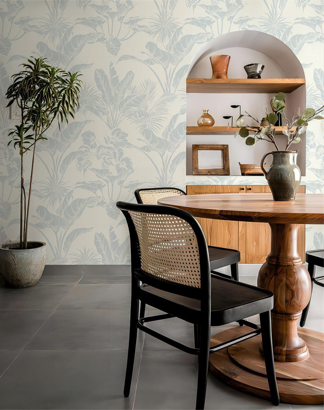tropical peel and stick wallpaper boho interior style