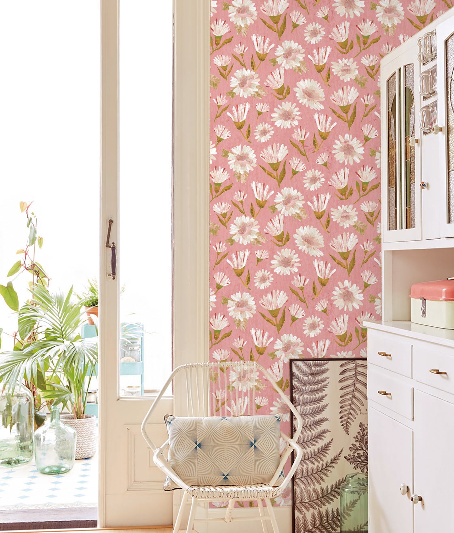 Pink and White Floral Peel and Stick Wallpaper in Canada | RollsRolla