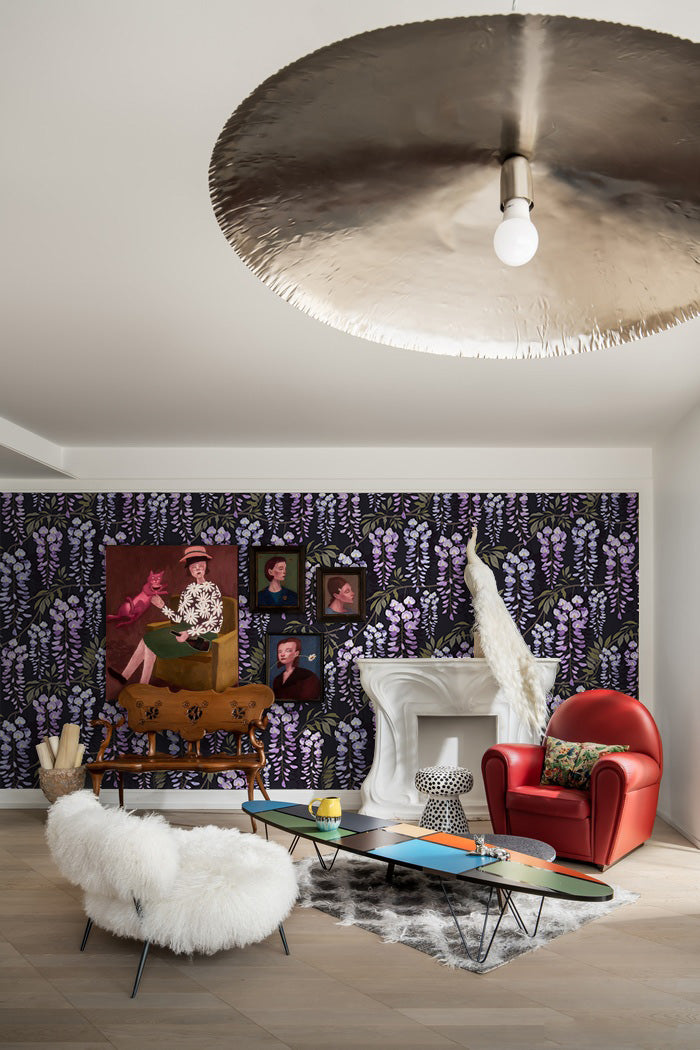 Purple Wisteria Peel and Stick Removable Wallpaper in US | RollsRolla