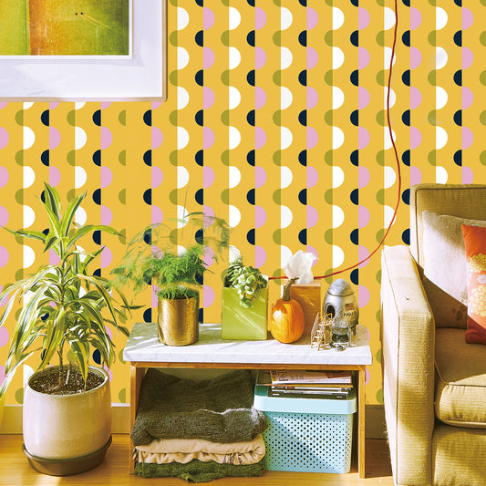 Naples Yellow Geometric Vintage Peel and Stick Wallpaper | Canada